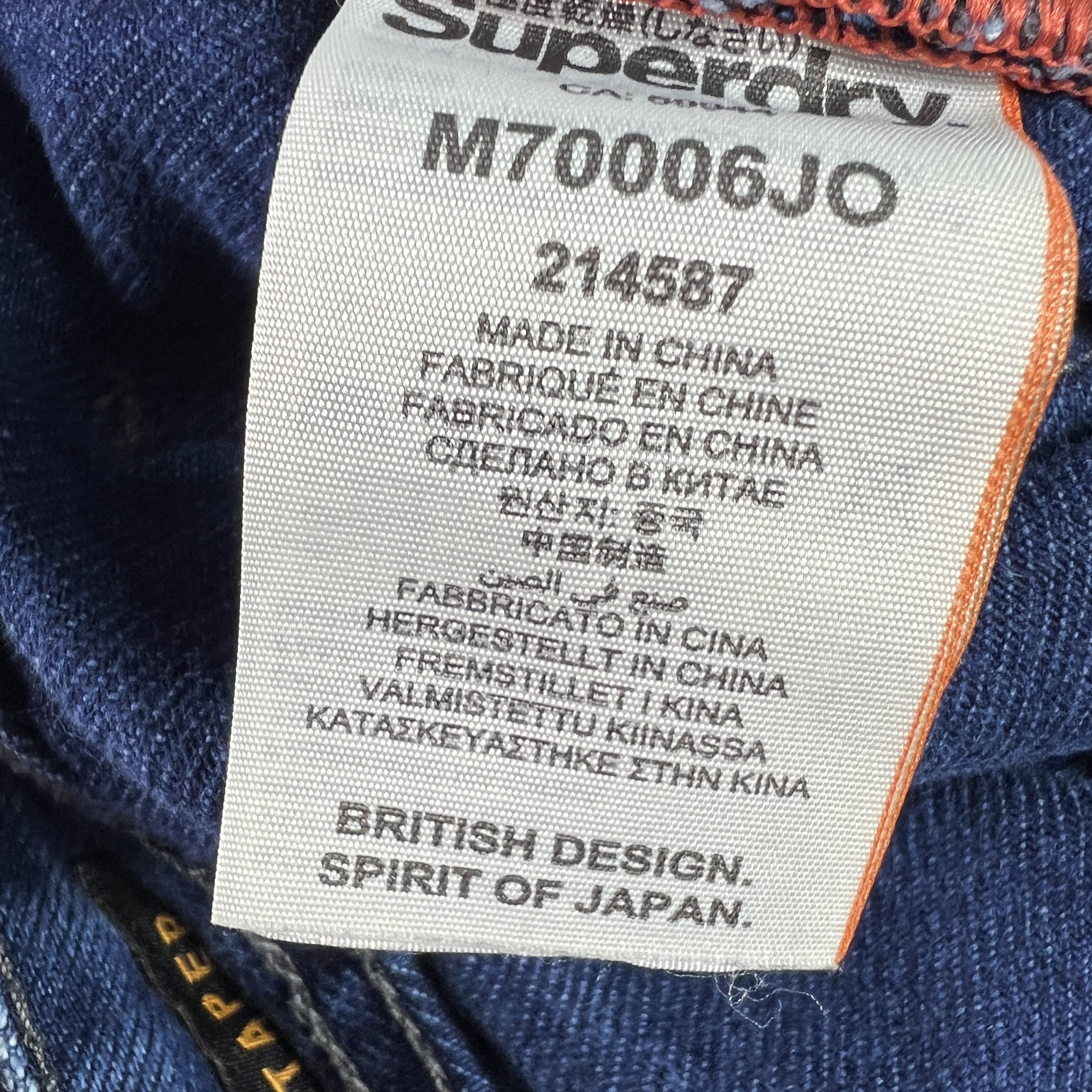 Superdry Super Dry Jean Loose Taper Biker Dark Blue Cotton Denim Size US 31 - 13 Thumbnail