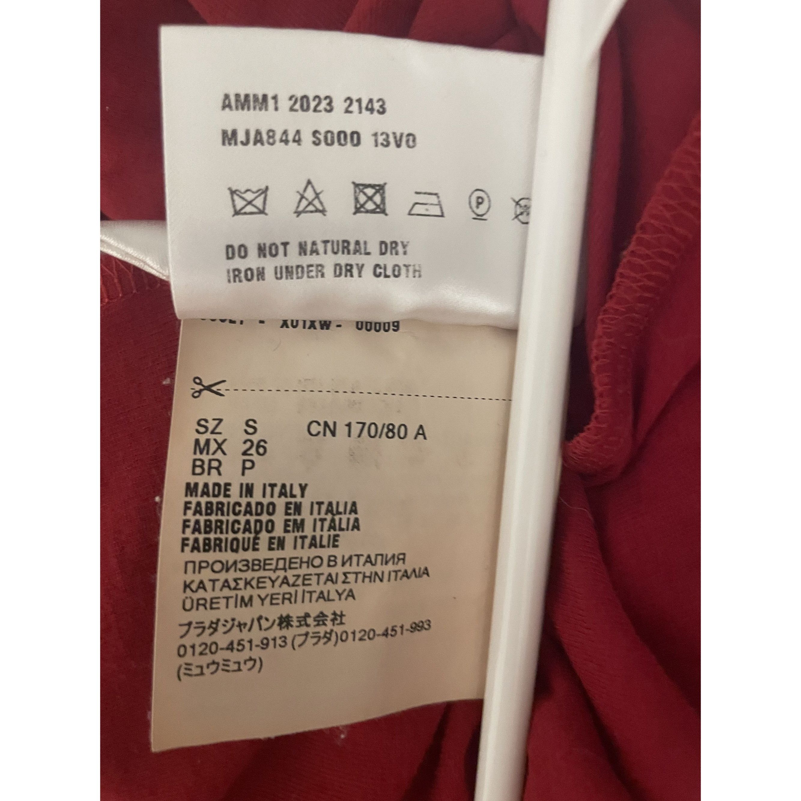 Miu Miu Miu Miu Womens Red Long-Sleeve Crewneck T-Shirt With Logo Pa Size S / US 4 / IT 40 - 9 Thumbnail