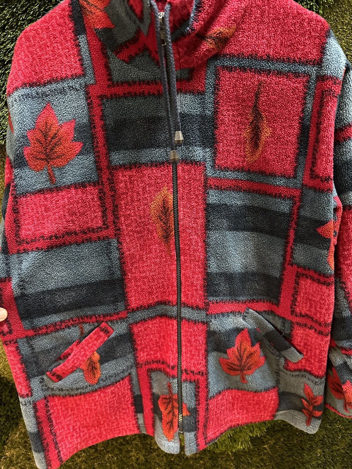 Vintage Vintage Blocking Leaves Zip-up Fleece Size XL Size US XL / EU 56 / 4 - 4 Thumbnail