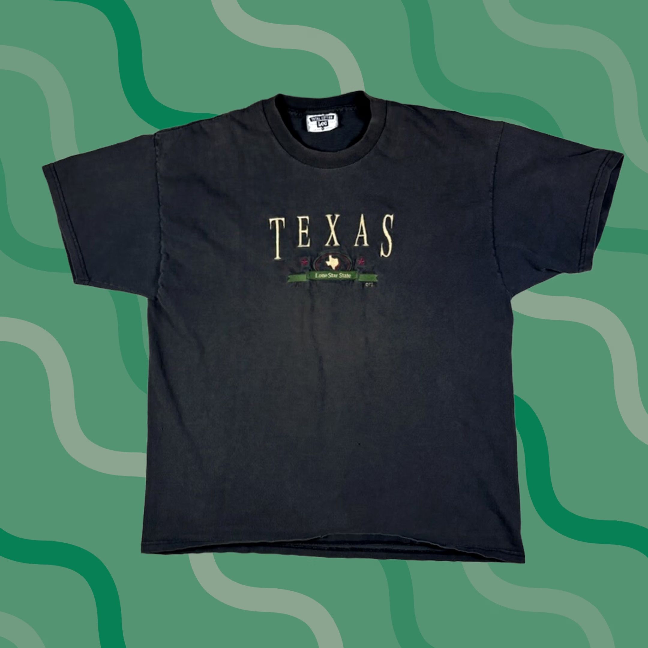 Lee VINTAGE Texas Lone Star State Embroidered T Shirt Black XL Lee Crew Neck Short Sleeve Mens 90s Stars USA Size US XL / EU 56 / 4 - 1 Thumbnail