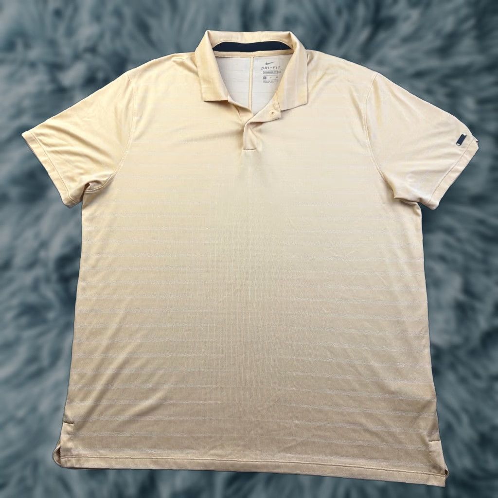 Nike Nike Tiger Woods Polo Mens XL Orange Golf Dri Fit Short Sleeve Collared Spread Striped Polyester Size US XL / EU 56 / 4 - 1 Thumbnail