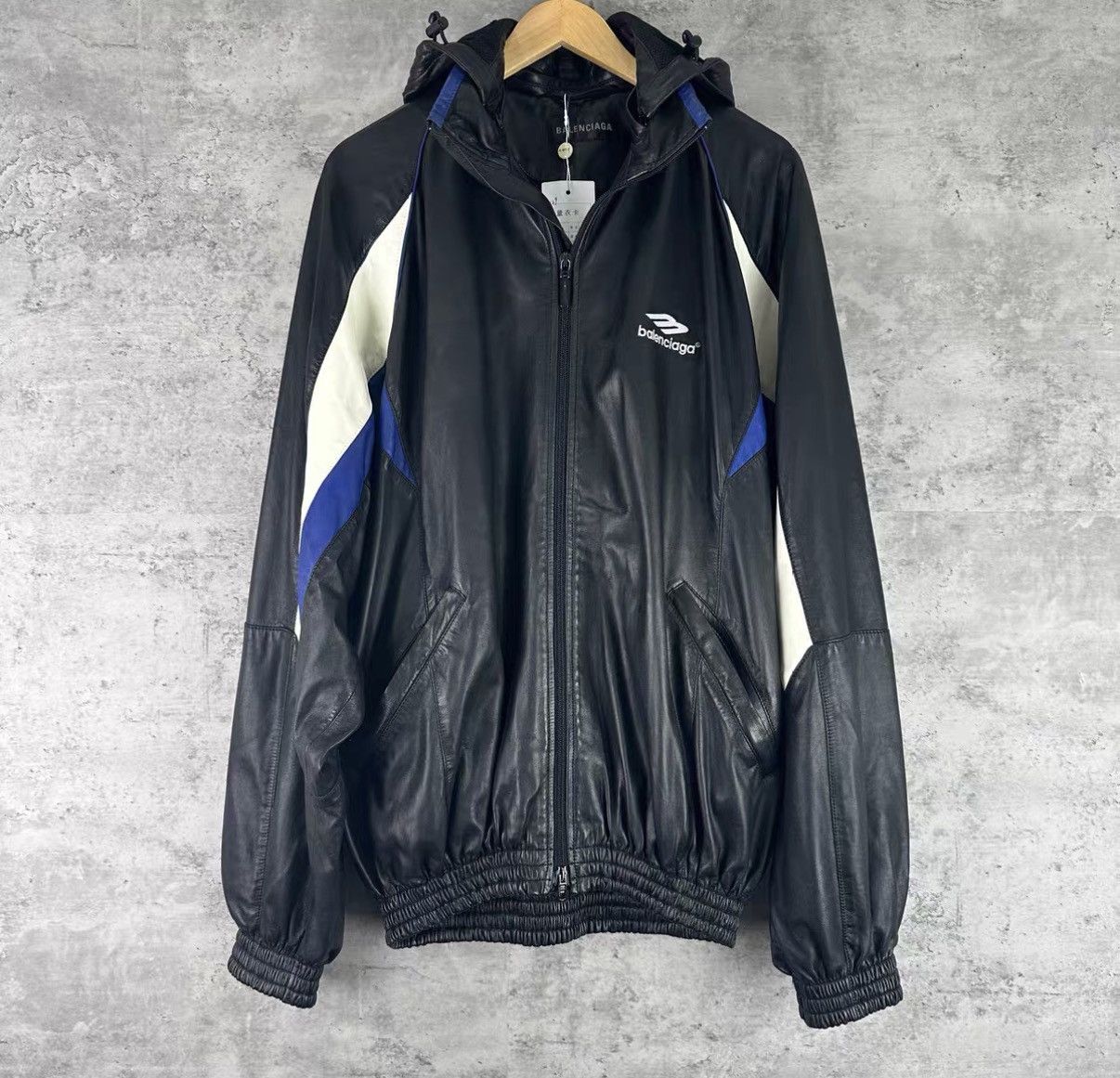 Balenciaga Balenciaga 3B Color-blocked Hooded Leather Biker Jacke J42 Size US M / EU 48-50 / 2 - 1 Thumbnail