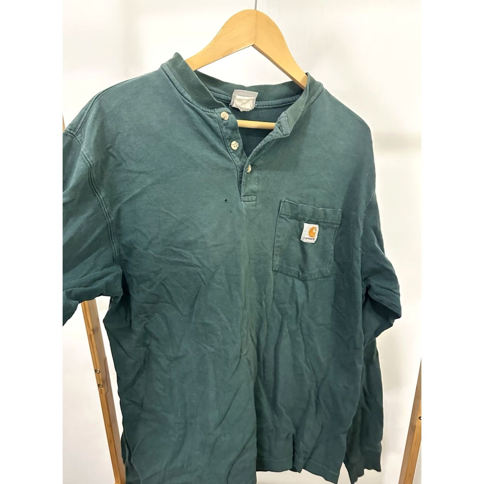 Carhartt VTG Carhartt Faded Worn Distressed Work WIP Pocket Henley LS T-Shirt L Men Green Size L Size US L / EU 52-54 / 3 - 4 Thumbnail