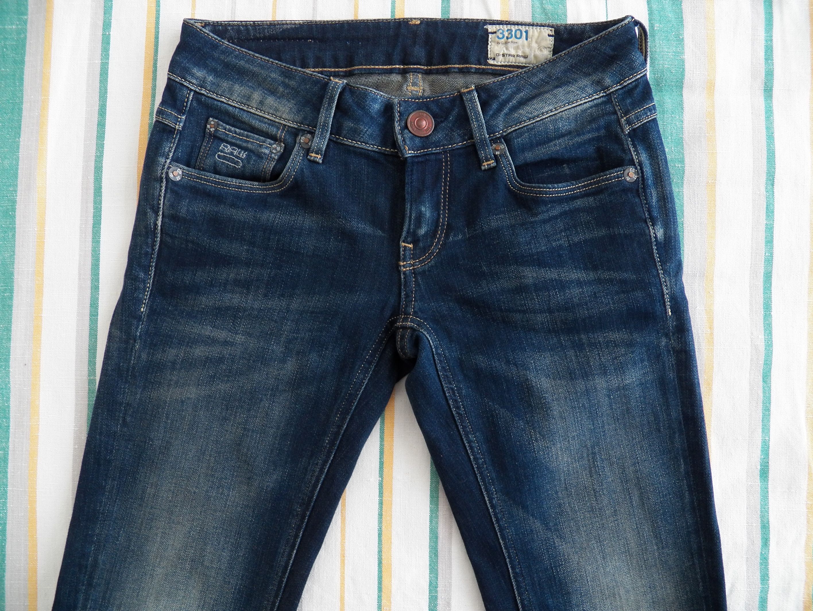 G-Star G-Star RAW 3301 Straight Wmn Jeans W24 L30 Blue Medium Aged Size 24" / US 00 / IT 34 - 7 Thumbnail