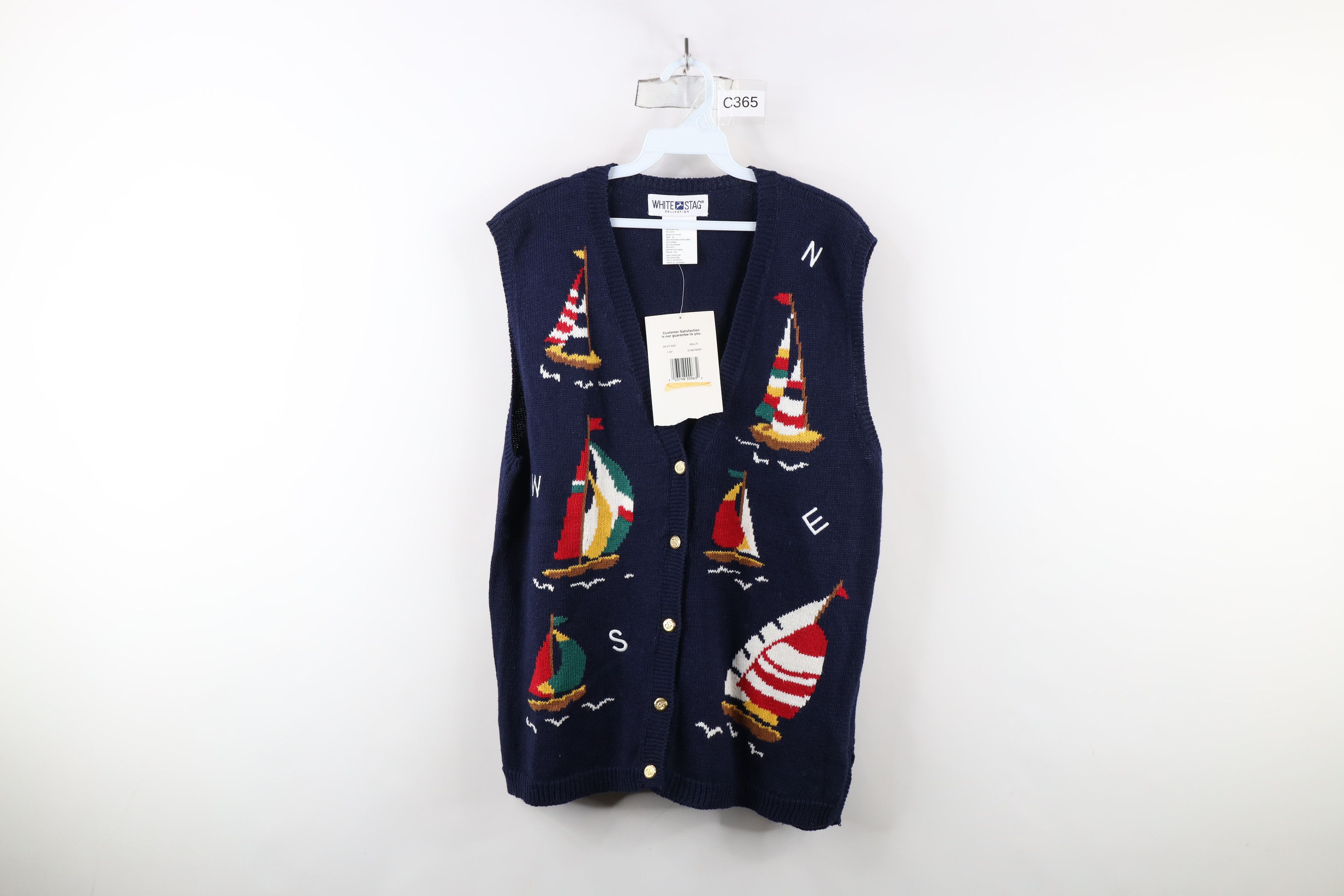 Vintage Deadstock Vintage 90s Streetwear Cardigan Sweater Vest Size XL / US 12-14 / IT 48-50 - 1 Thumbnail