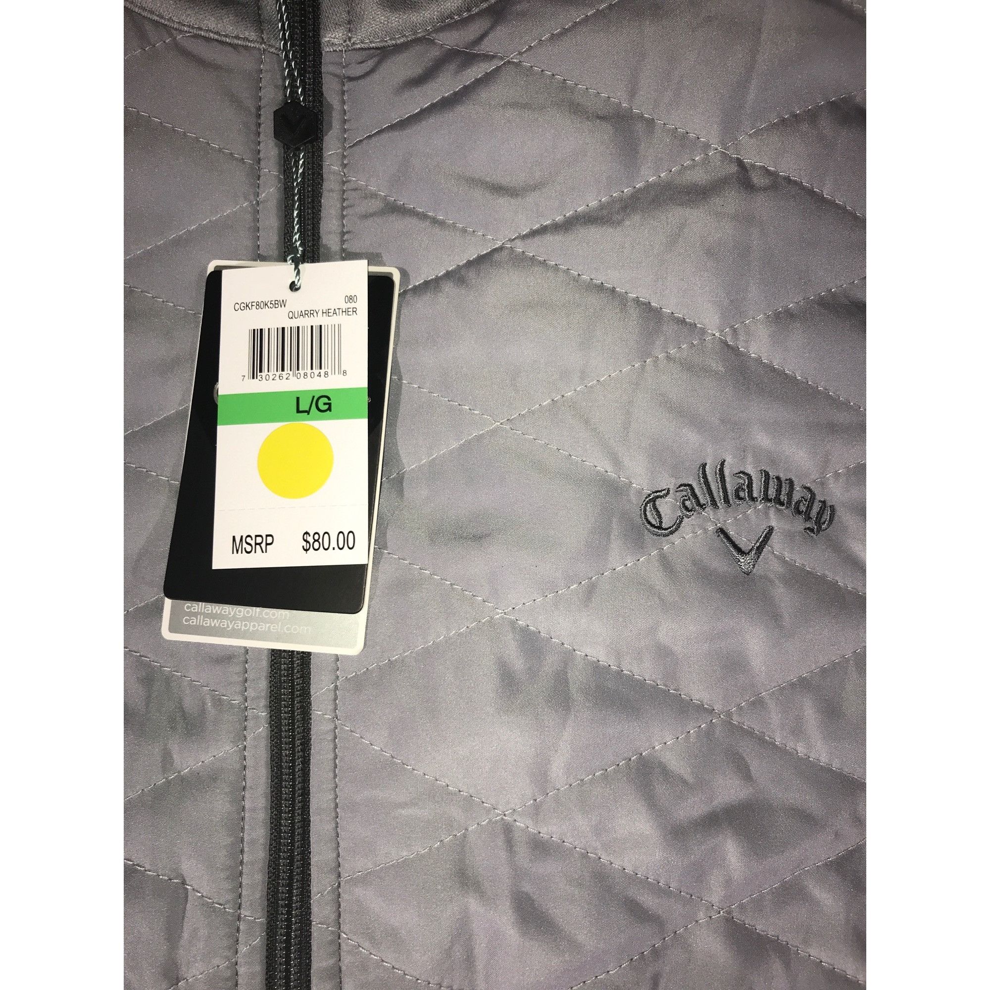 Callaway Mens Calloway Quarry Heather Gray Opti-Shield Quilted Jacket Size US L / EU 52-54 / 3 - 5 Thumbnail