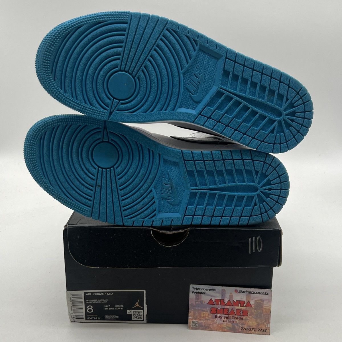 Nike Air Jordan 1 mid laser blue Size US 8 / EU 41 - 8 Thumbnail