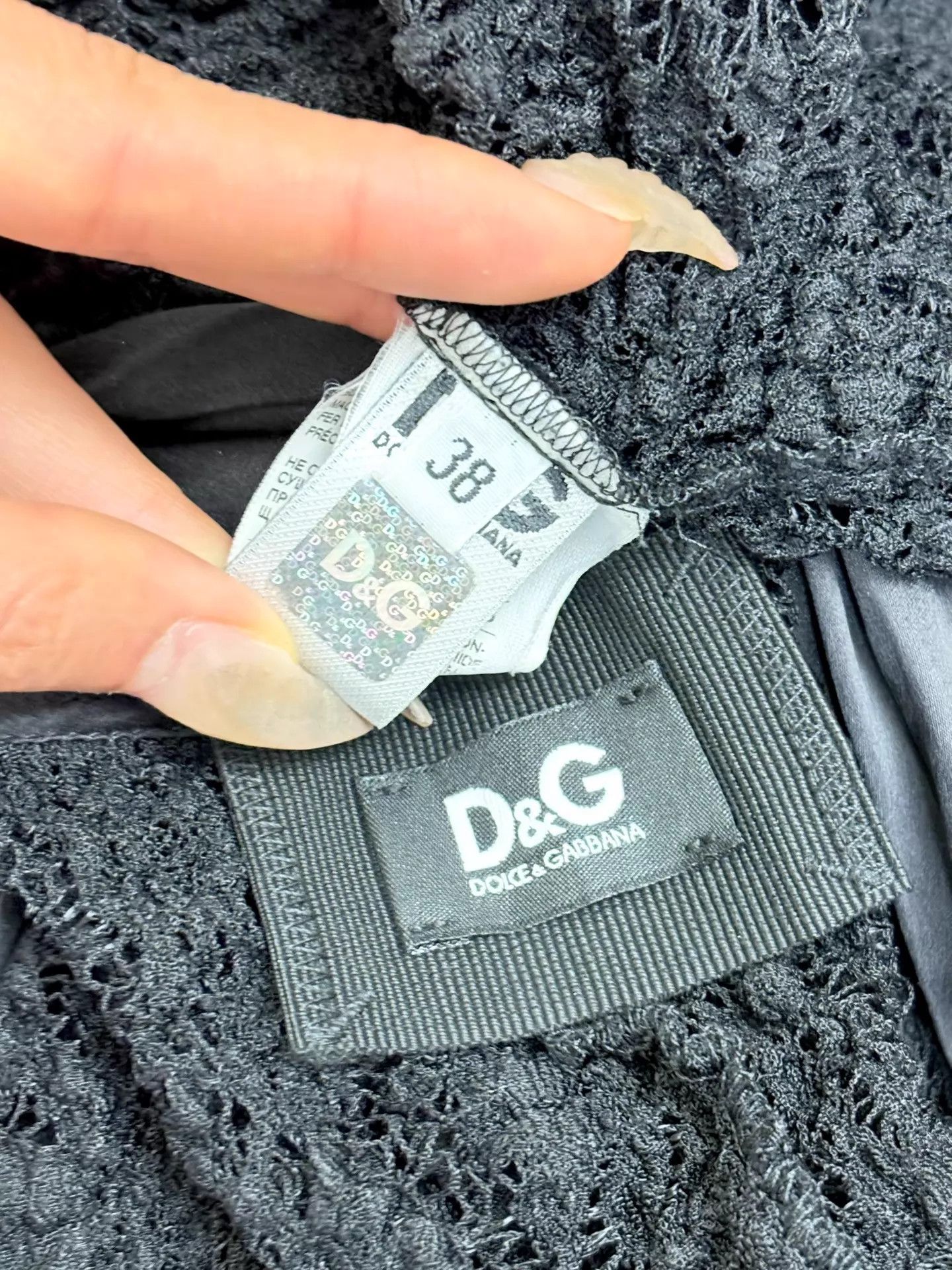 Dolce & Gabbana D&G Vintage Lace Satin Bow Ribbon 3/4 Sleeve Fitted Mesh Top Size XS / US 0-2 / IT 36-38 - 7 Thumbnail