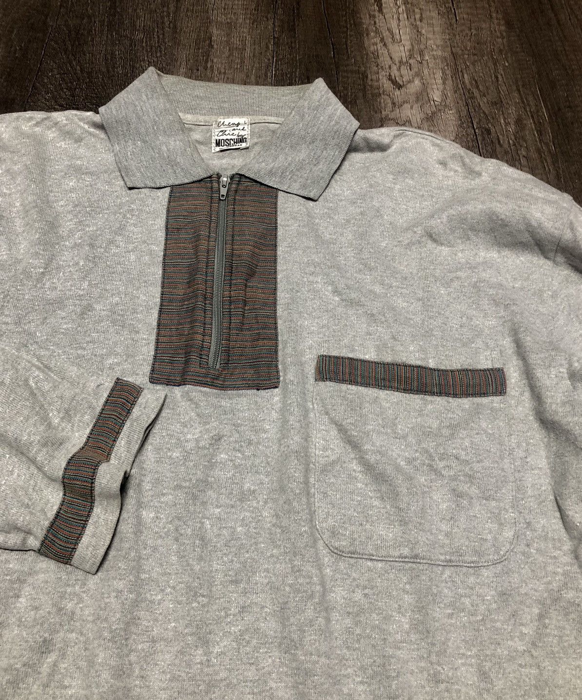 Designer × Moschino × Vintage Vintage Moschino Underwear Long Sleeve Polo Shirt Size US L / EU 52-54 / 3 - 3 Thumbnail