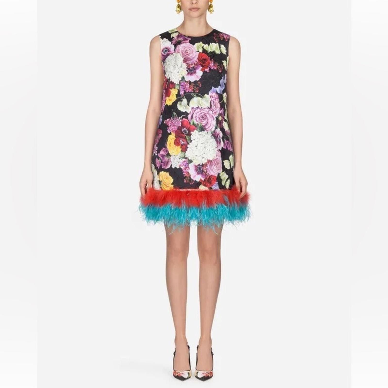 Dolce & Gabbana RARE🩵 Dolce & Gabbana Dress In Printed Brocade​​​ Size XS / US 0-2 / IT 36-38 - 3 Thumbnail