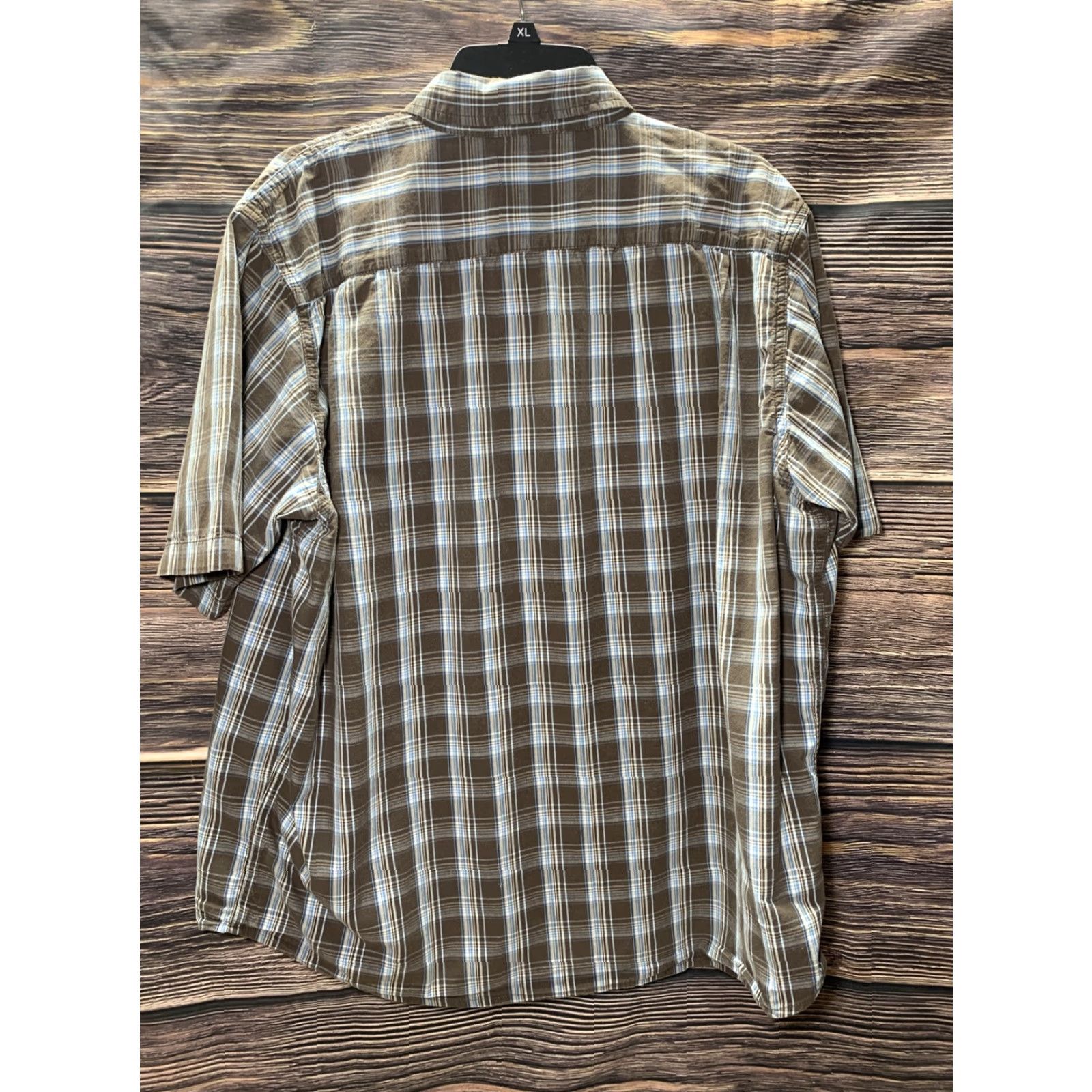 Wrangler Wrangler Shirt Mens XL Short Sleeve Brown White Blue Plaid Button Up Western Shirt Size US XL / EU 56 / 4 - 2 Thumbnail