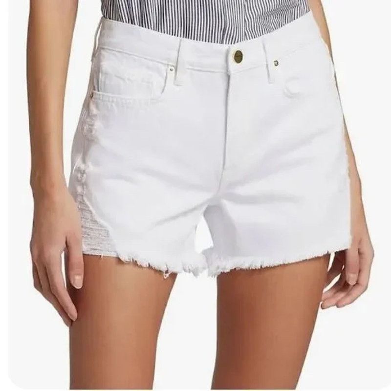 Frame FRAME Womens Le Brigette White Denim Cut Off Shorts Size 31" - 1 Thumbnail