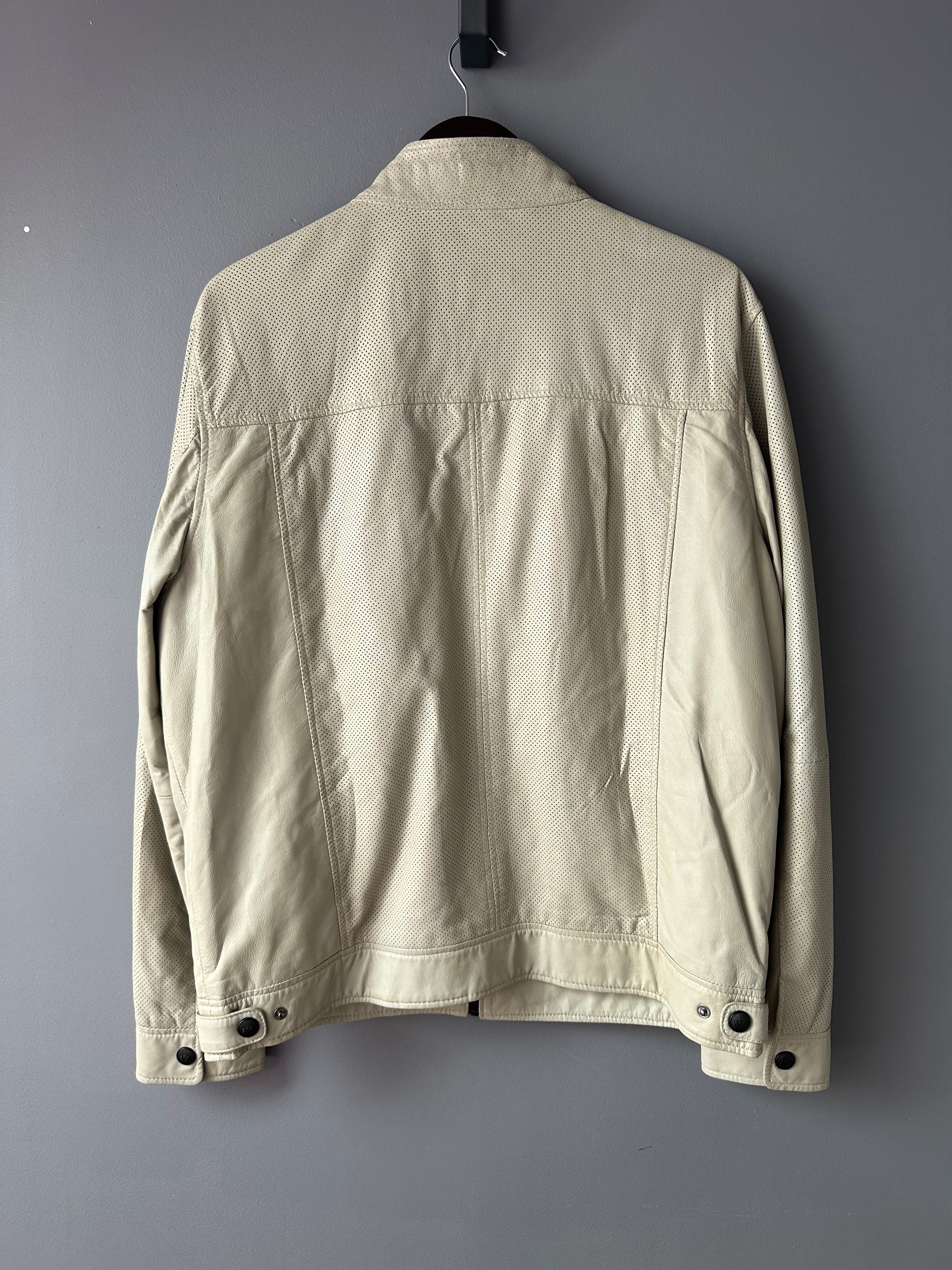 Leather Walbusch Lamb Nappa Leather cream jacket Size US L / EU 52-54 / 3 - 5 Thumbnail