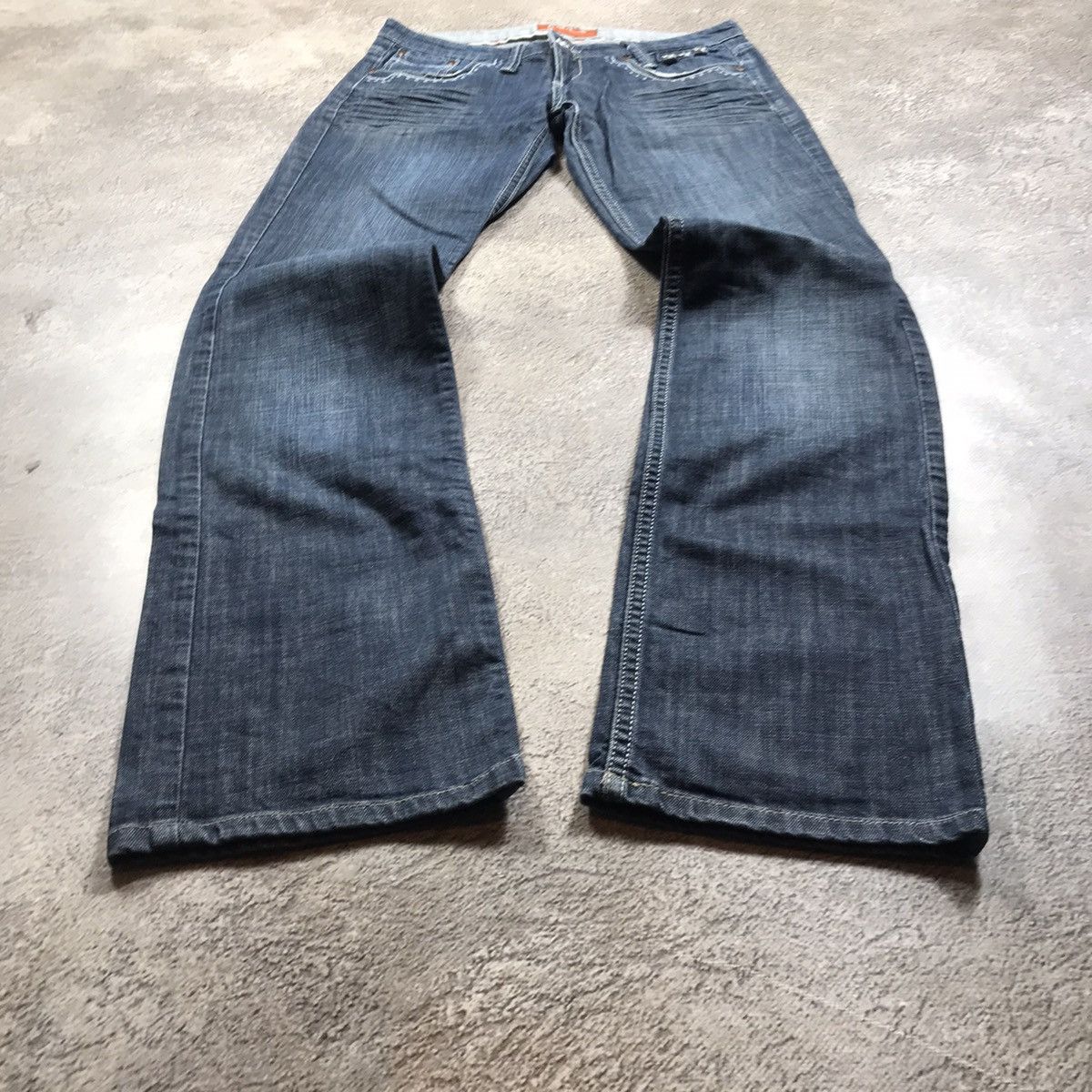 Vintage Y2K Baggy Flared Distressed Jeans Grunge Streetwear Logo 29 Size US 29 - 1 Thumbnail