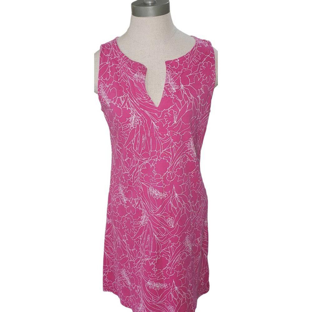 Designer CT504 New York and Co Pink & White Sleeveless V-neck Dress S Size S / US 4 / IT 40 - 1 Thumbnail