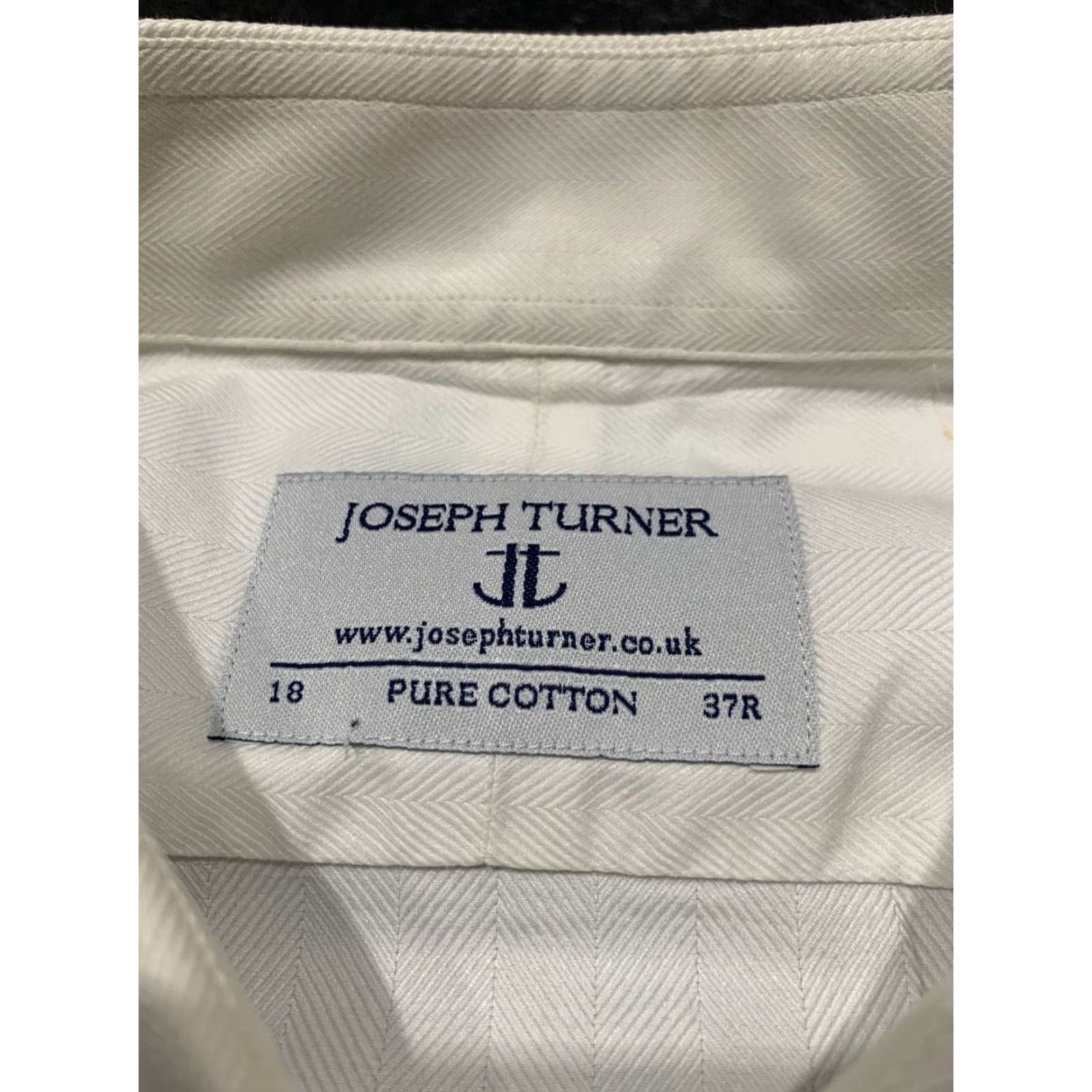 Joseph Joseph Turner Dress Shirt White Herringbone French Cuffs 18 37R Mens Regular Size 37 Neck 18in Business Size 36R - 6 Thumbnail