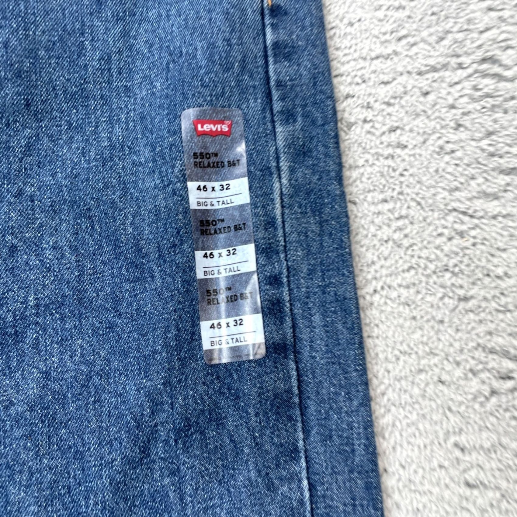 Levi's Levi's 550 Jeans Mens 46x32 Tall Blue Straight Leg Cotton Denim Logo Relaxed Fit Jeans Size US 44 / EU 60 - 4 Thumbnail