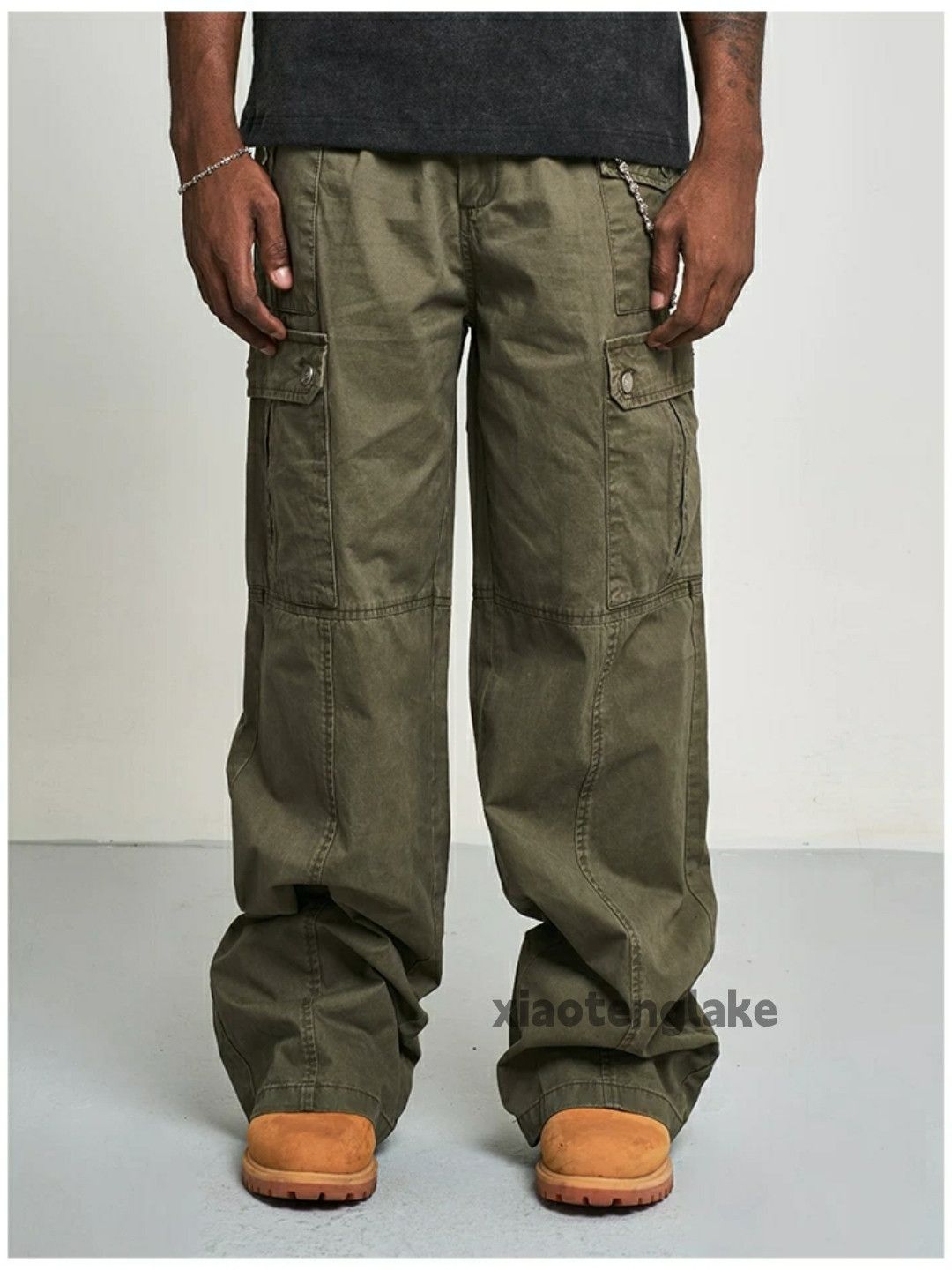 Designer × Japanese Brand × Vintage washed faded loose baggy patchwork military cargo pants Size US 32 / EU 48 - 7 Thumbnail