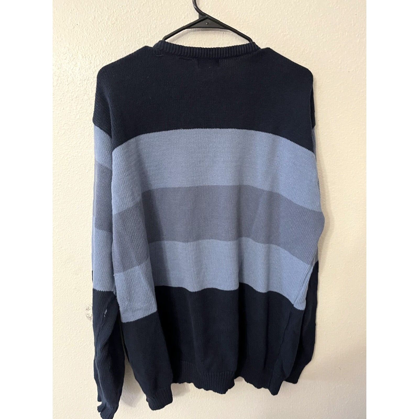 Izod VINTAGE Izod Sweater Mens XL Blue Striped Knit Crew Neck Cotton Made in USA 90s Mens Size US XL / EU 56 / 4 - 3 Thumbnail