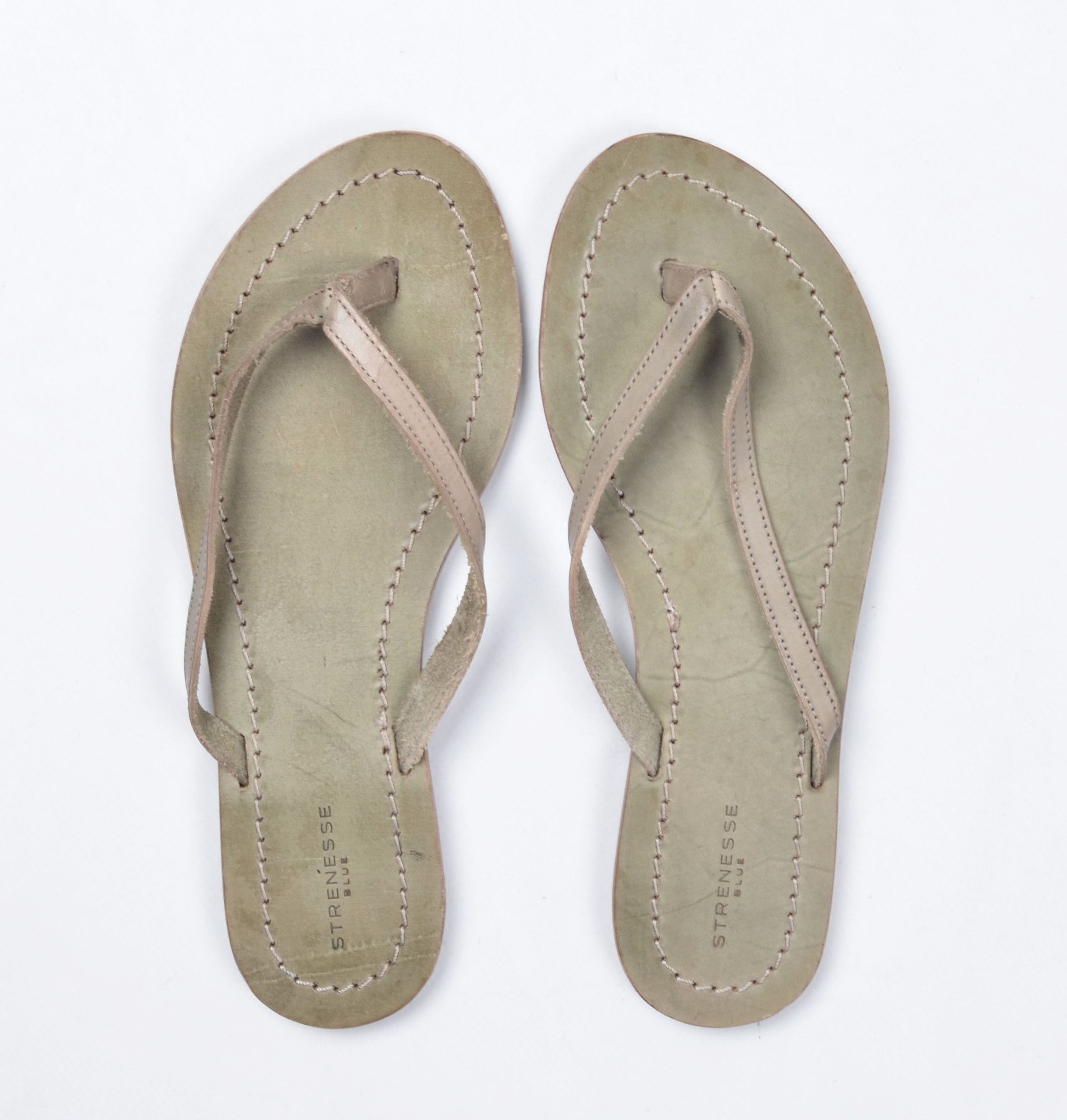 STRENESSE Strenesse Blue Gabriele Strehle 90's Khaki Flip Flops Size US 7 / IT 37 - 1 Thumbnail