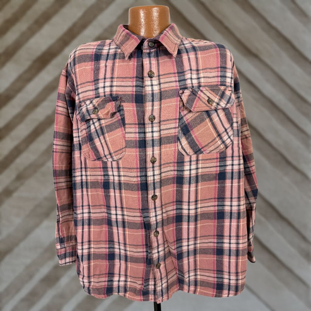 Vintage VINTAGE Heavyweight Flannel Shirt Men XL Dusty Rose Plaid Rugged Work Outdoors Size US XL / EU 56 / 4 - 1 Thumbnail
