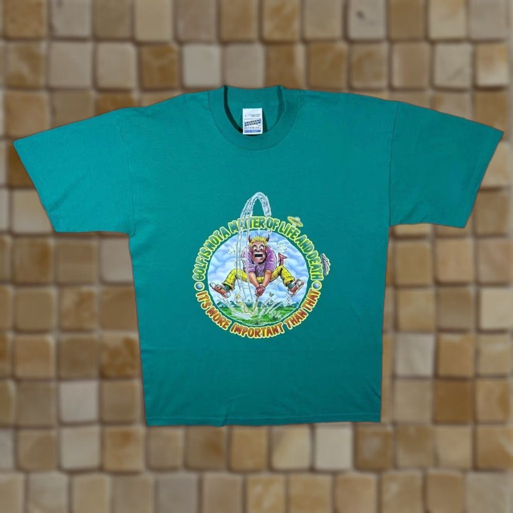 Vintage VINTAGE Screen Stars T-Shirt Golf Is A Matter Of Life And Death Turquoise Graphic Mens L" Size US L / EU 52-54 / 3 - 1 Thumbnail