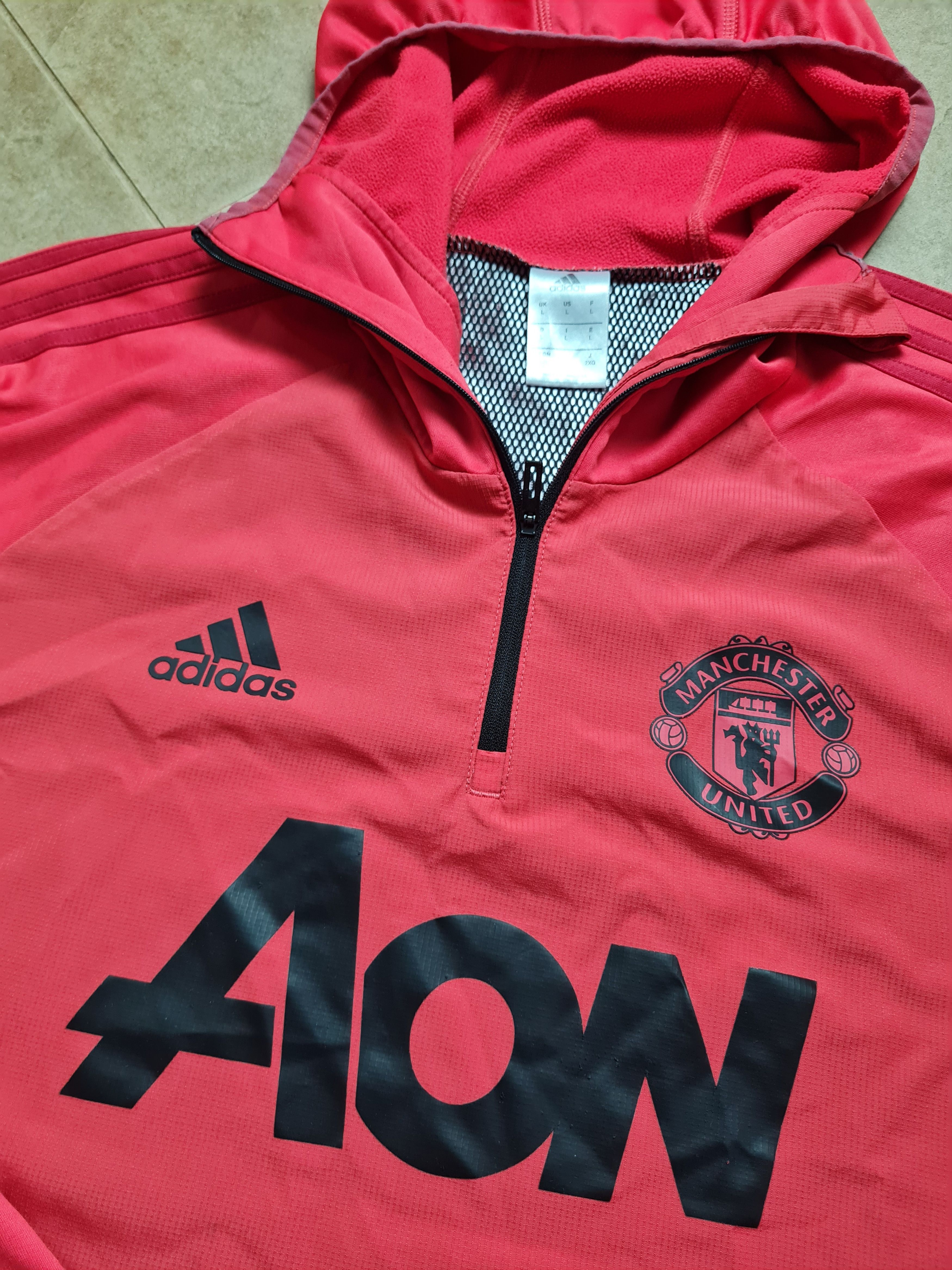 Adidas Adidas 2018-19 Manchester United 1/4 Zip Hooded Training Top Size US L / EU 52-54 / 3 - 14 Thumbnail