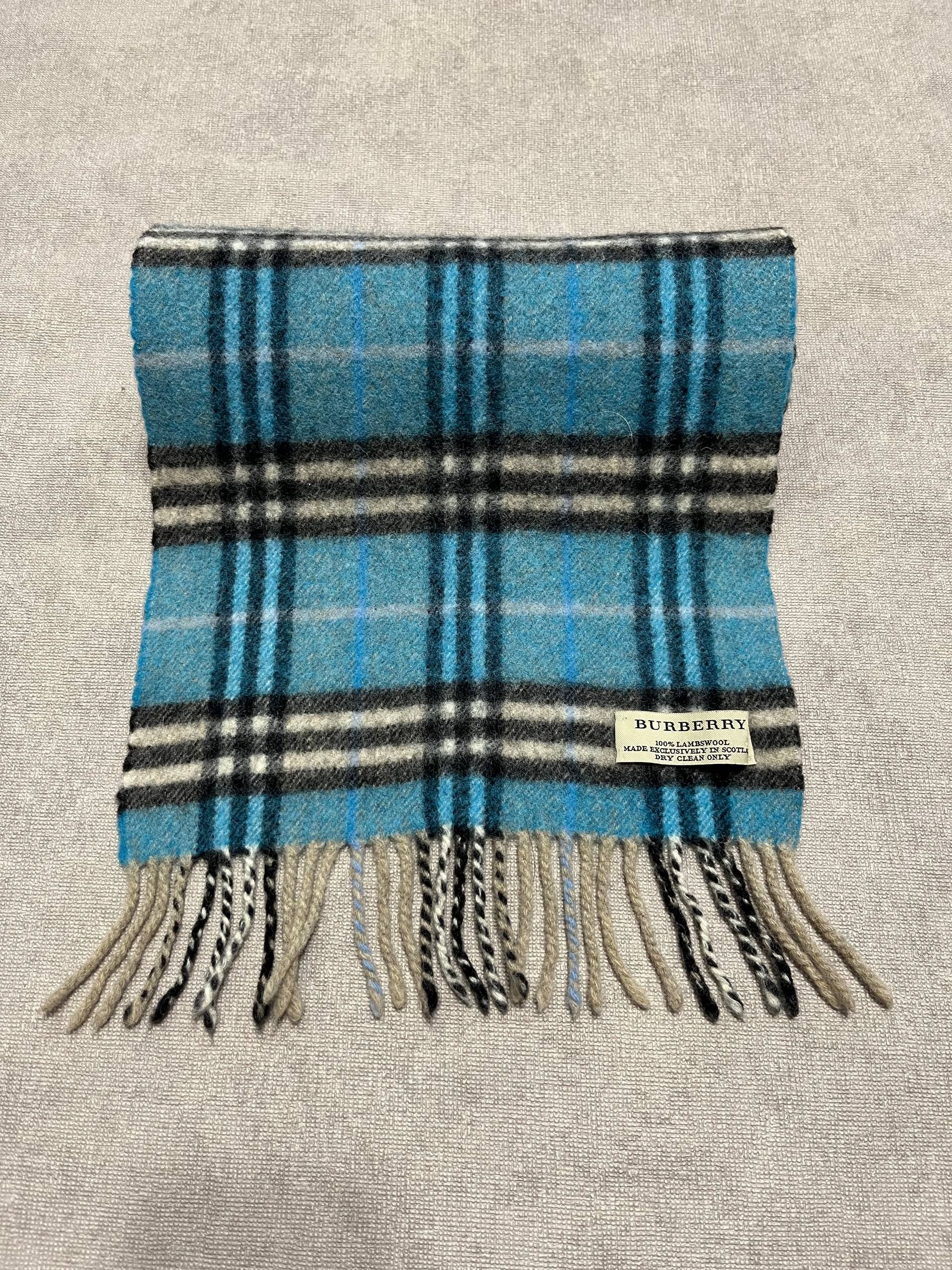 Burberry Burberry Wool Scarf Blue Nova Check 114/23cm 45/9inch Size ONE SIZE - 1 Thumbnail
