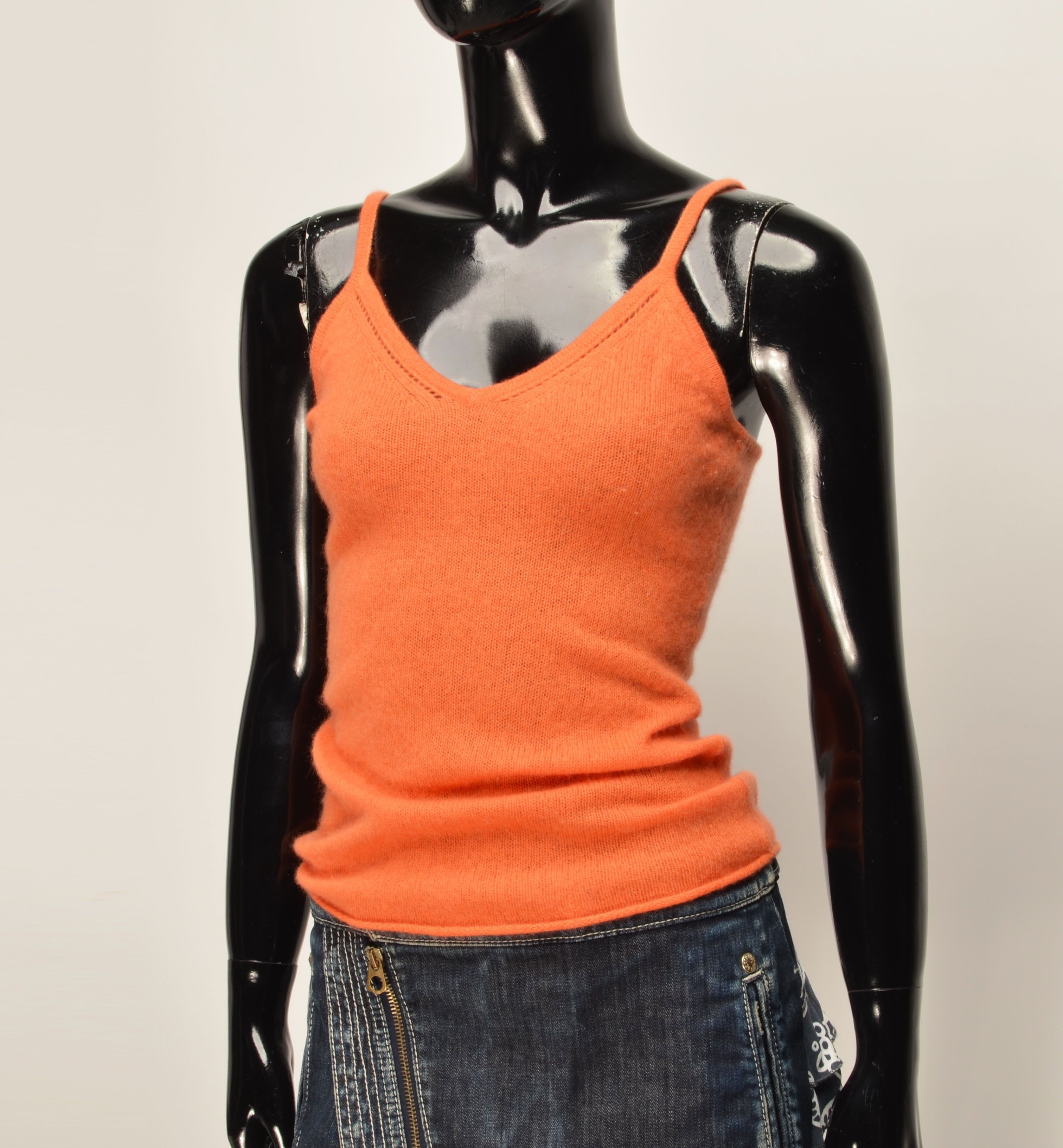 Vintage Vintage Silk & Cashmere Blend Orange Tank Cami Top Size XS / US 0-2 / IT 36-38 - 2 Thumbnail