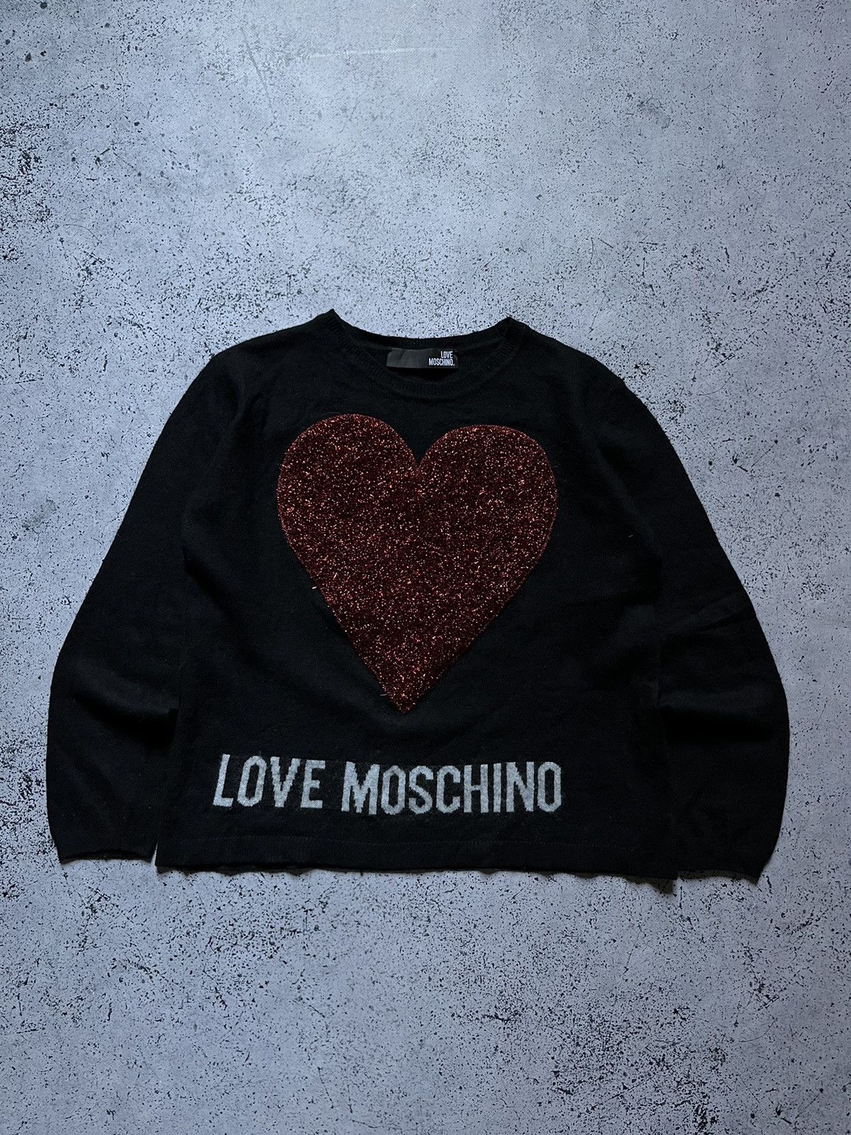 Love Moschino × Moschino × Vintage Vintage Moschino Women’s Sweater Big Logo Hearts Y2K USA Size S / US 4 / IT 40 - 1 Thumbnail