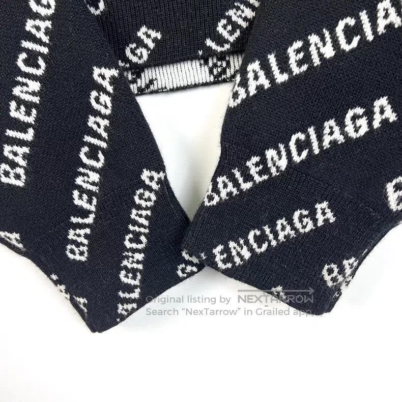 Balenciaga Balenciaga Black Logo Full Print Round Neck Long Sleeve Kn Size US S / EU 44-46 / 1 - 7 Thumbnail