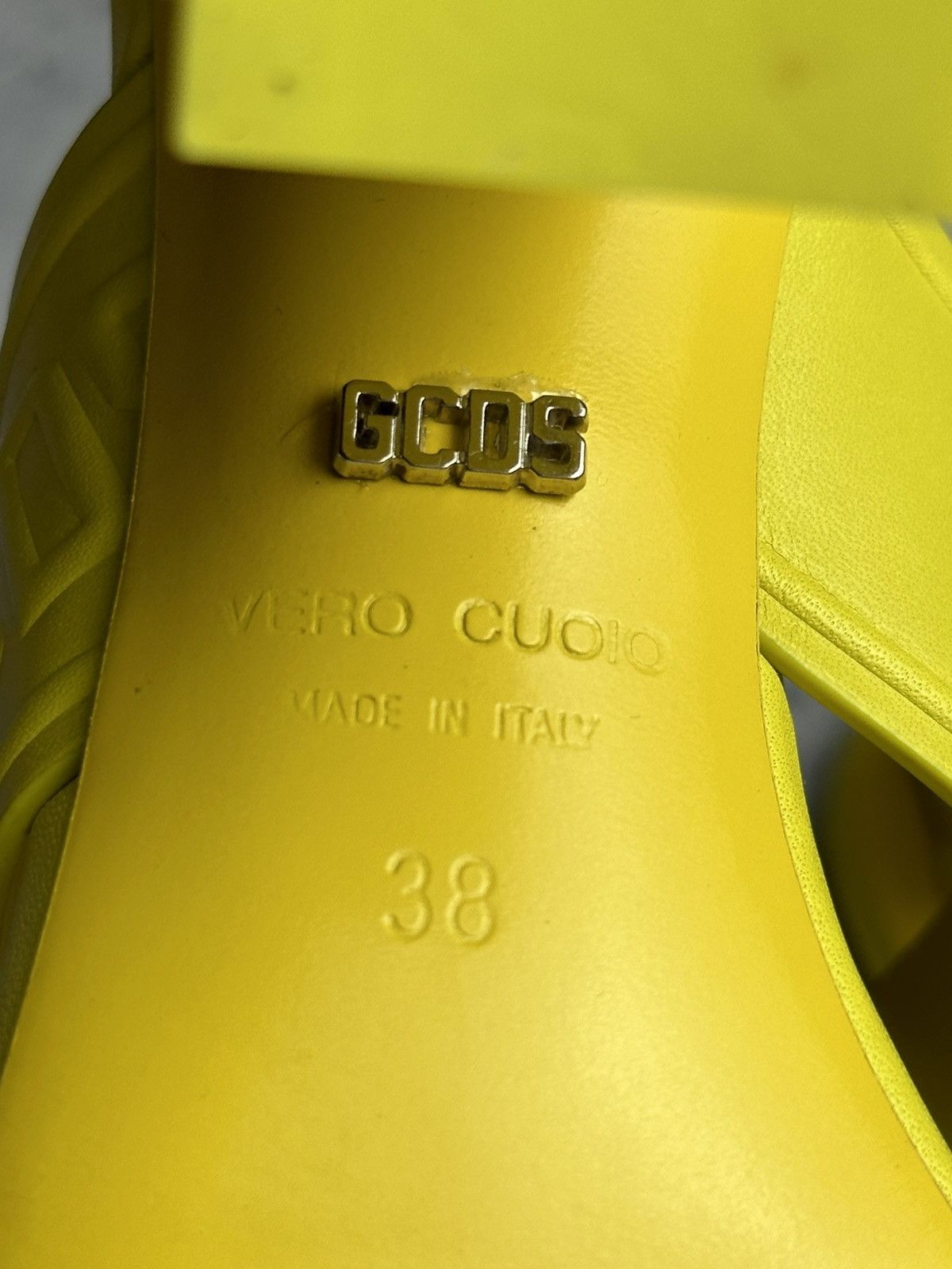 GCDS GCDS Leather Yellow Heels Sandals Luxury Size US 8 / IT 38 - 18 Thumbnail