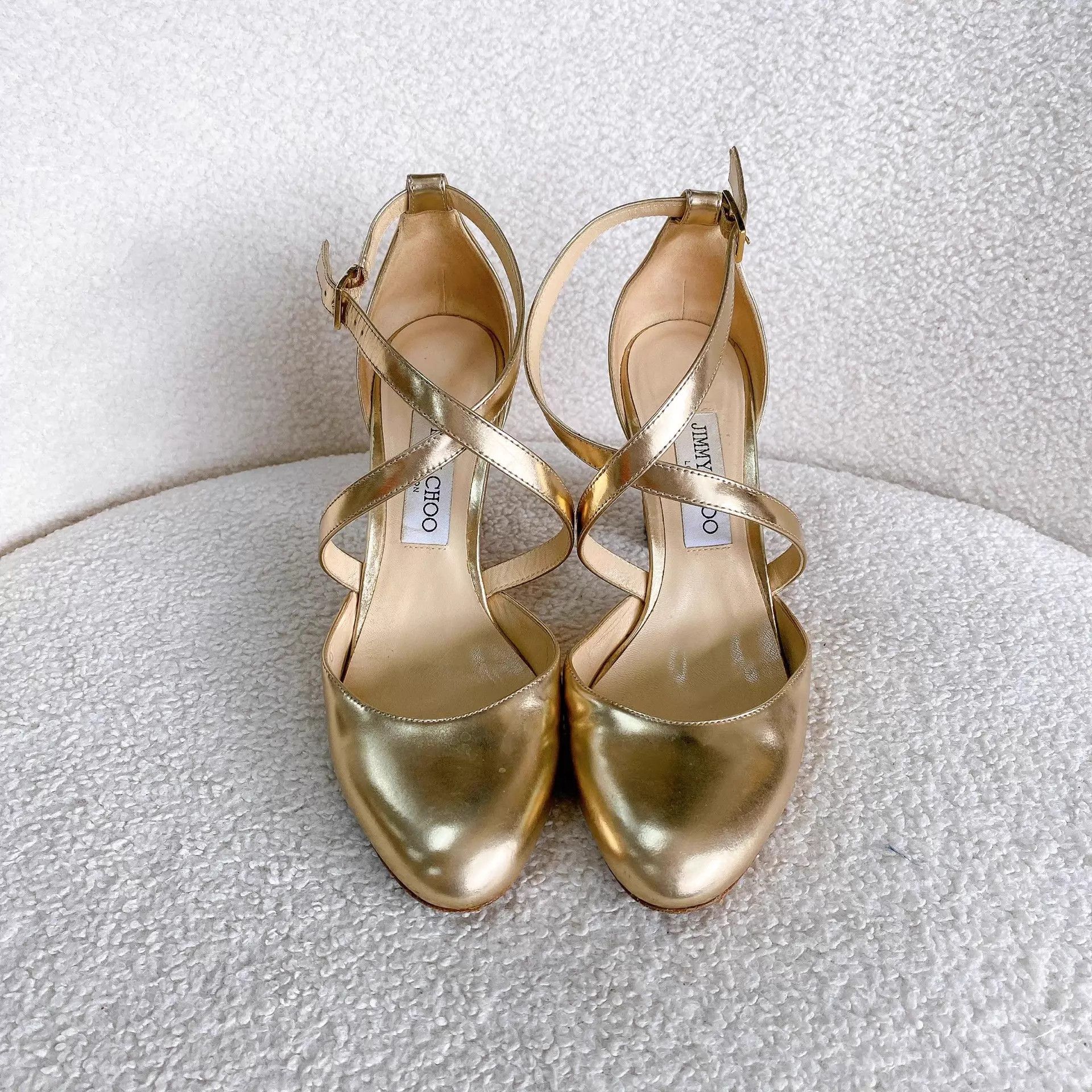 Jimmy Choo Jimmy Choo gold heeled sandals 38 EUR Size US 7.5 / IT 37.5 - 3 Thumbnail