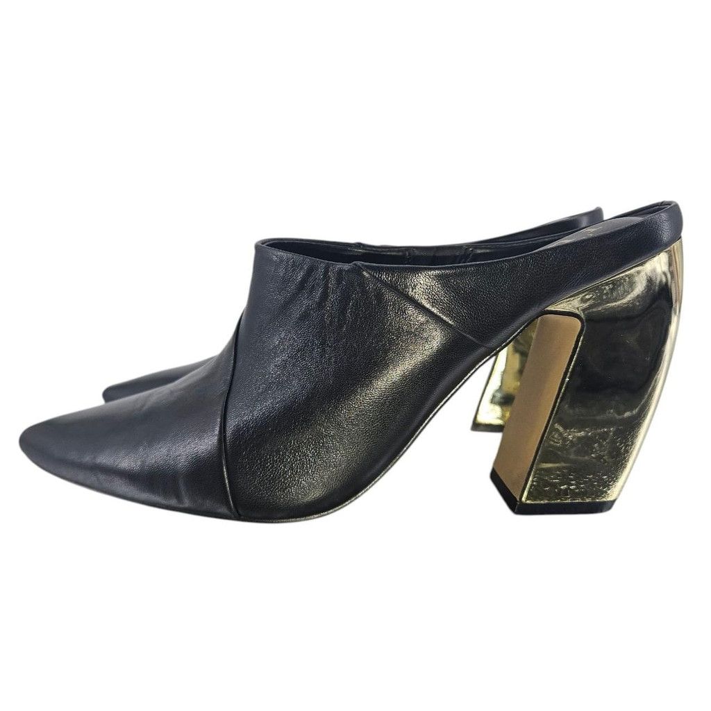 Ganni Black & Gold Leather Gianni Binni Mules Size US 9 / IT 39 - 5 Thumbnail