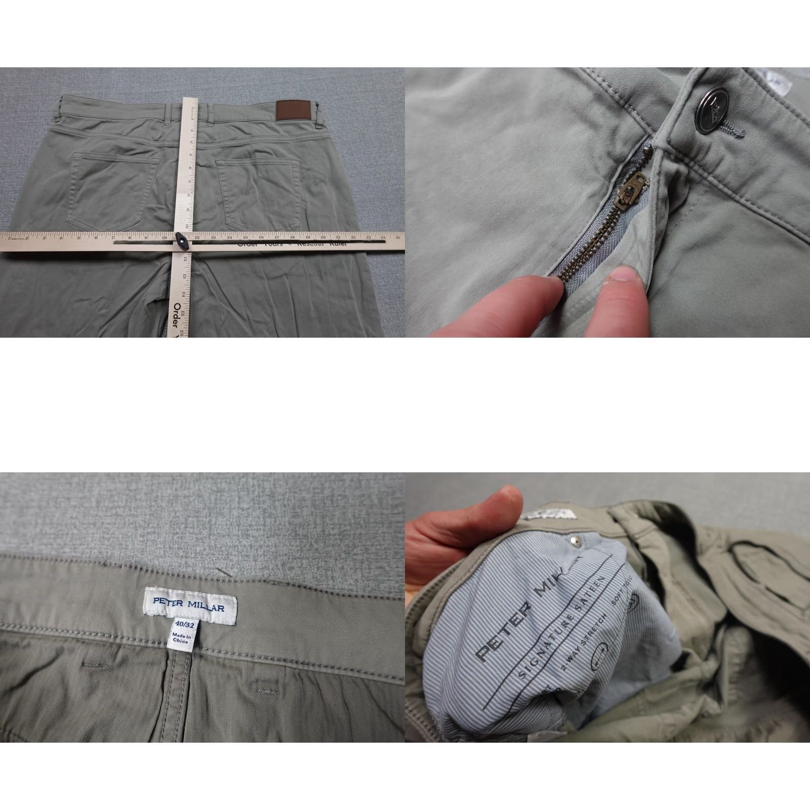 Peter Millar Peter Millar Signature Sateen Chino Pants Mens 40x30 Gray Classic Fit Stretch Size US 40 / EU 56 - 8 Thumbnail
