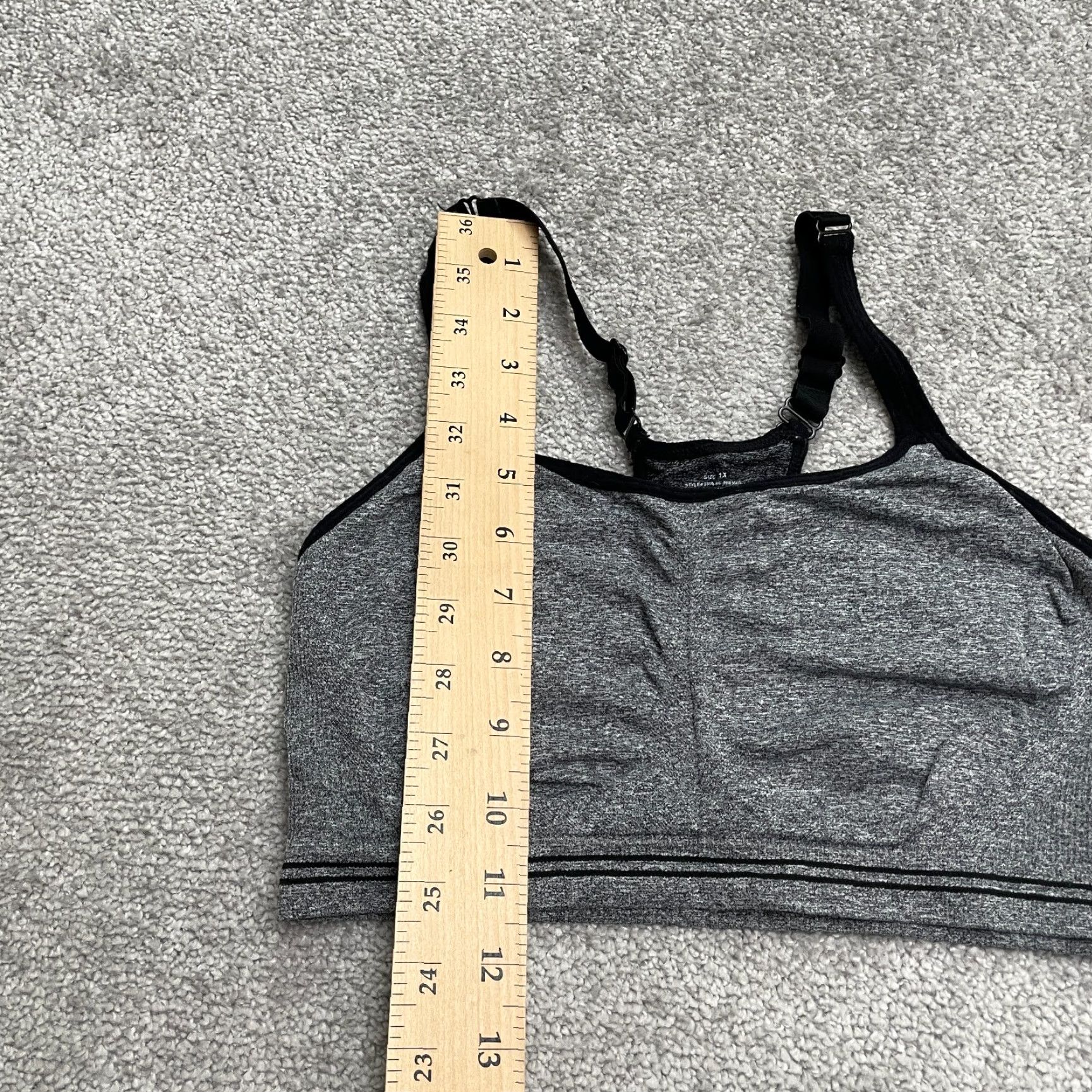 Vintage Unbranded Sports Bra Bralette Womens 1X Gray Black Racerback Active Gym Athletic Size ONE SIZE - 4 Thumbnail