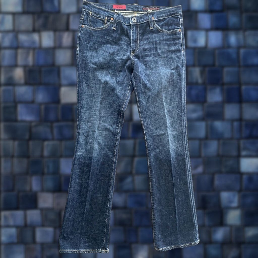 Vintage Vintage AG Adriano Goldschmied Kiss Slim Bootcut Jeans Womens 30x31 Low Rise Y2K Blue 5-Pocket Distressing Baggy? No, Slimming Fit Womens Jeans Size 30" / US 8 / IT 44 - 1 Thumbnail