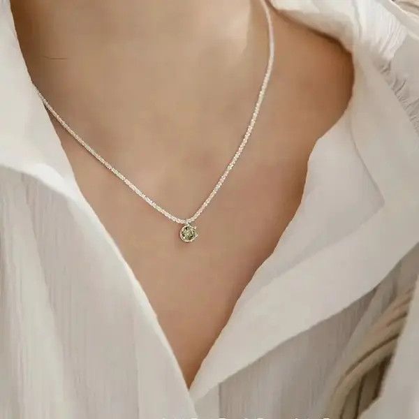 Jewelry × Sterling Silver 925 Sterling Silver Sparkling Clavicle Chain Choker Necklace Size ONE SIZE - 2 Thumbnail