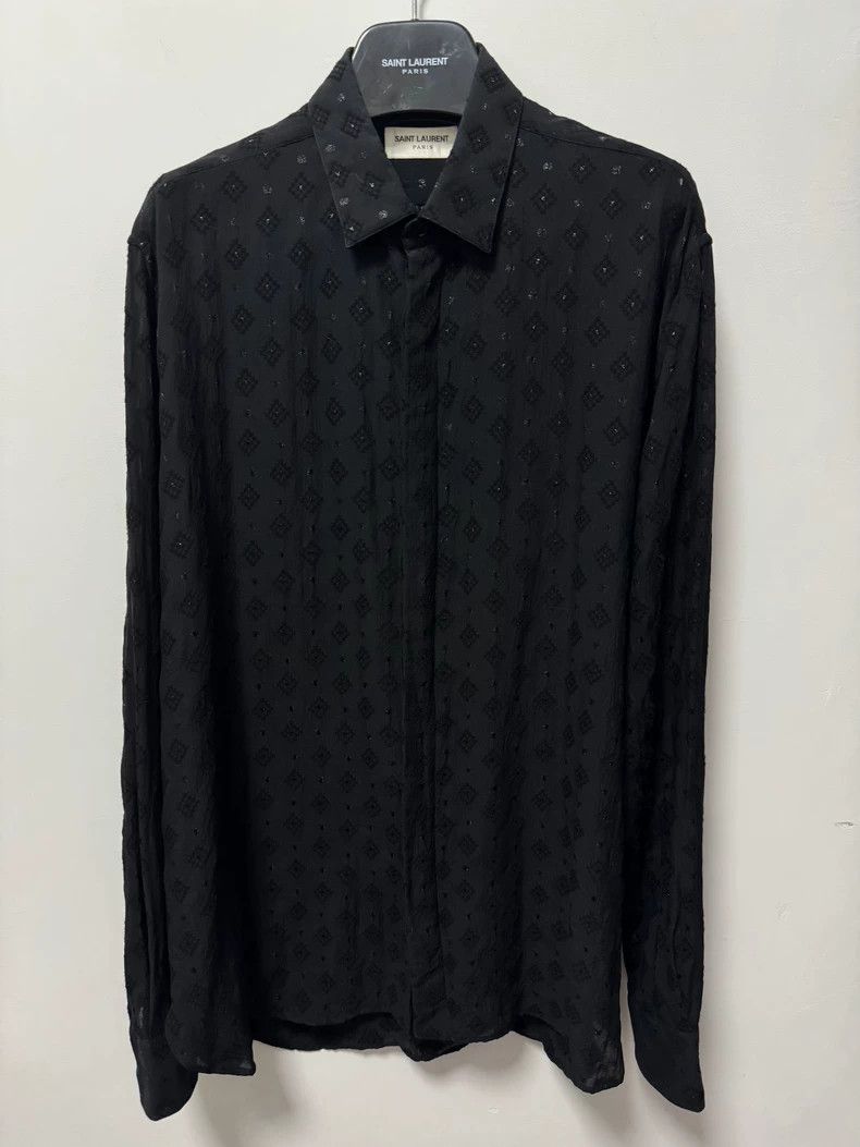 Saint Laurent Paris Saint Laurent Paris 19SS Silk Scale Embroidered Diamond Ch Size US XXS / EU 40 - 1 Thumbnail