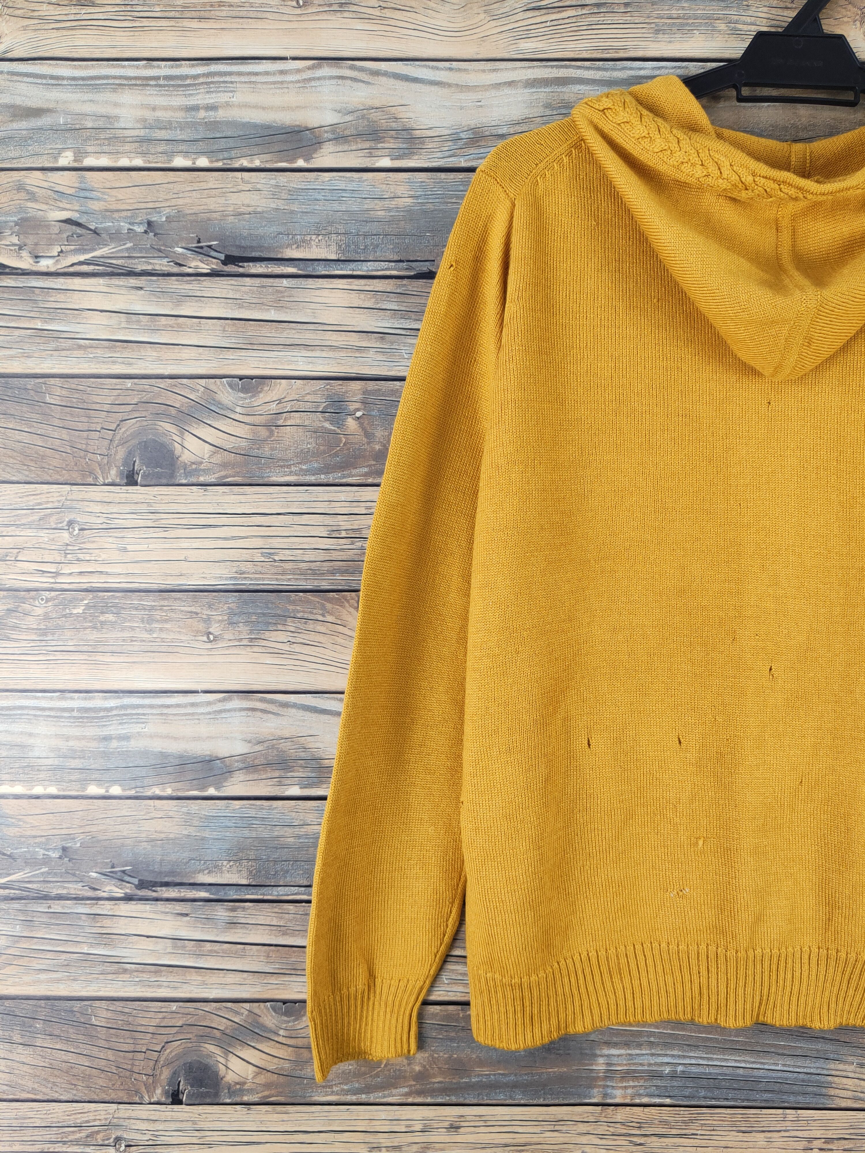 Homespun Knitwear Decoy Mustard Knitwear riped Hoodie Cardigan#W2125 Size L / US 10 / IT 46 - 12 Thumbnail