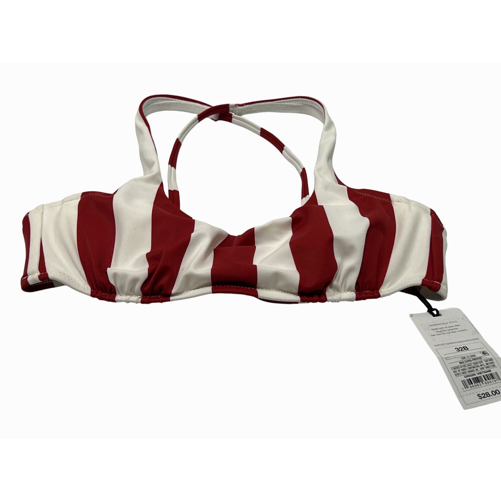 Other Shade & Shore - Women's Bralette Bikini Top - Red/White - 32 Size ONE SIZE - 5 Thumbnail