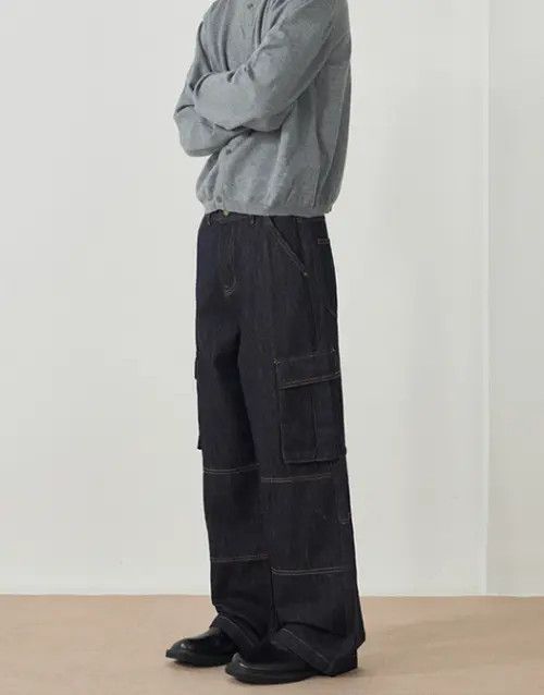 VIBE Multi-pocket patchwork wide-leg American loose work jeans Size US 32 / EU 48 - 4 Thumbnail