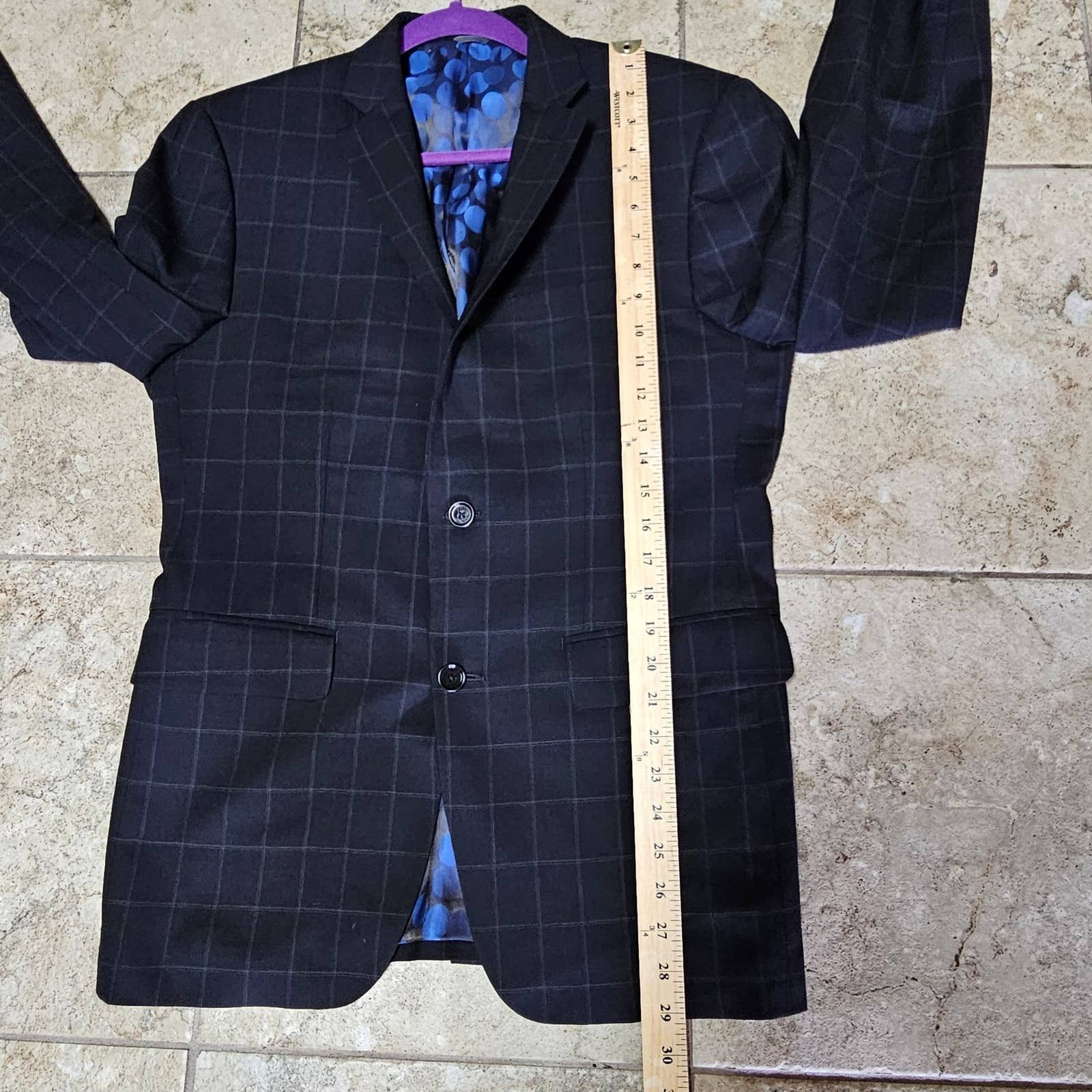 Indochino Indochino Blazer Black Windowpane Blue Circle Lining Sz 38R Size 38R - 11 Thumbnail
