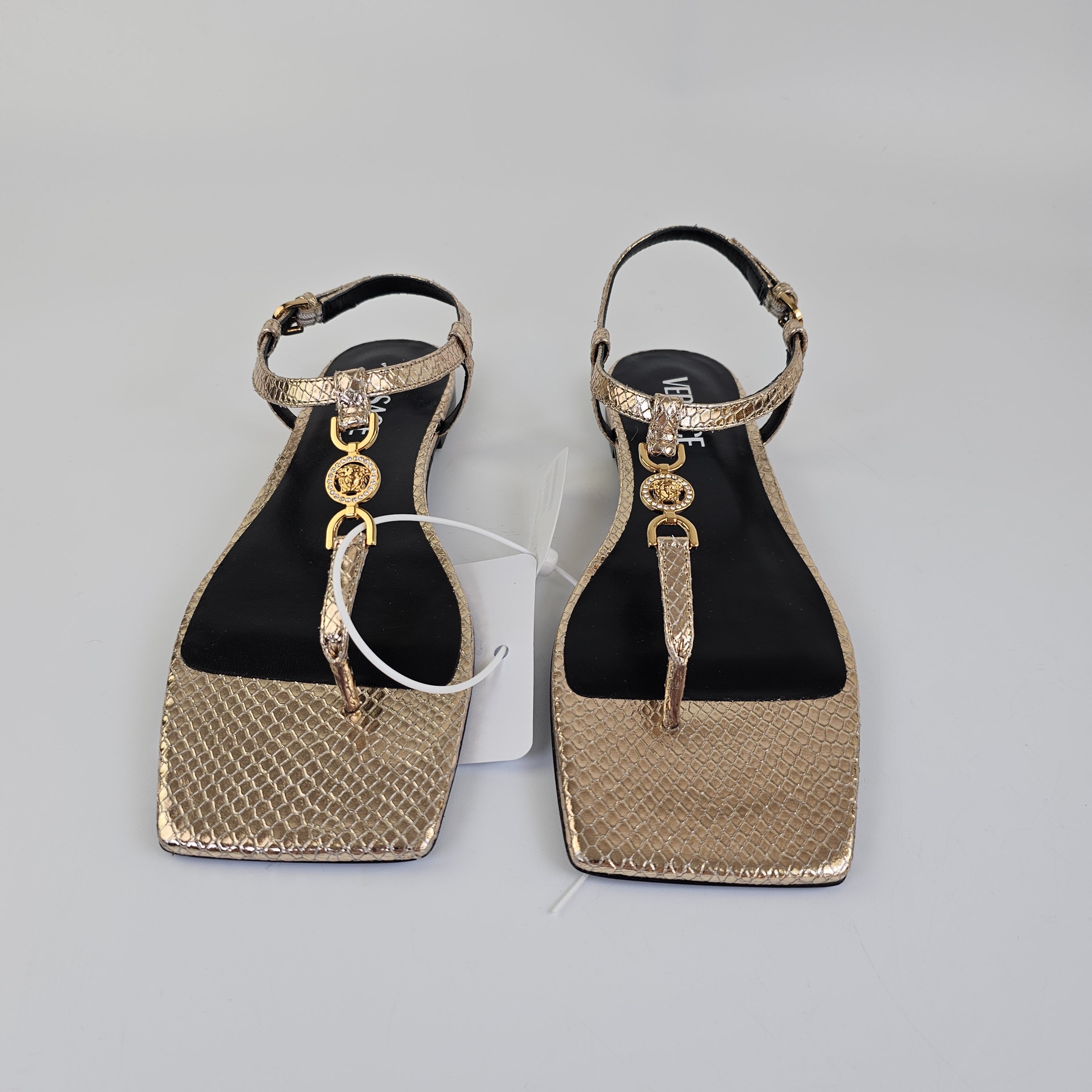 Versace Versace Medusa '95 Gold Leather Flat Sandals New Size US 7 / IT 37 - 7 Thumbnail