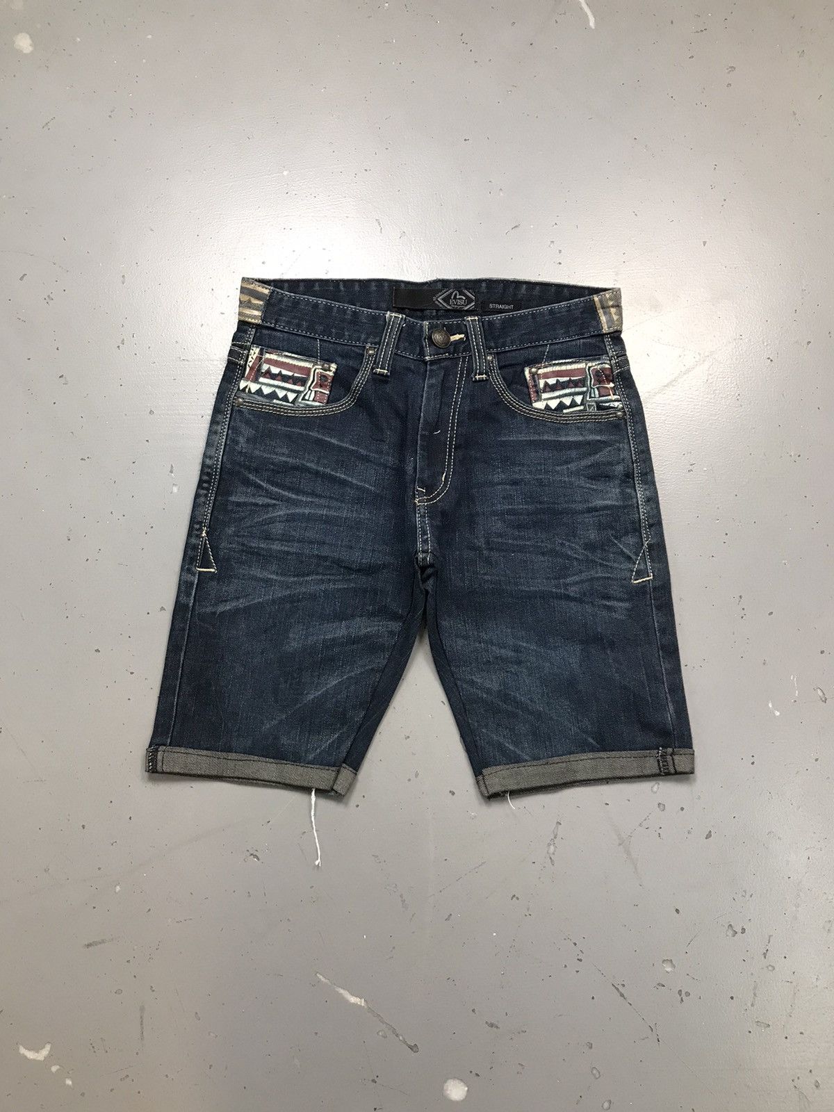 Japanese Brand Vintage Evisu inspired crazy patterns printed seagull short Size 29" - 2 Thumbnail