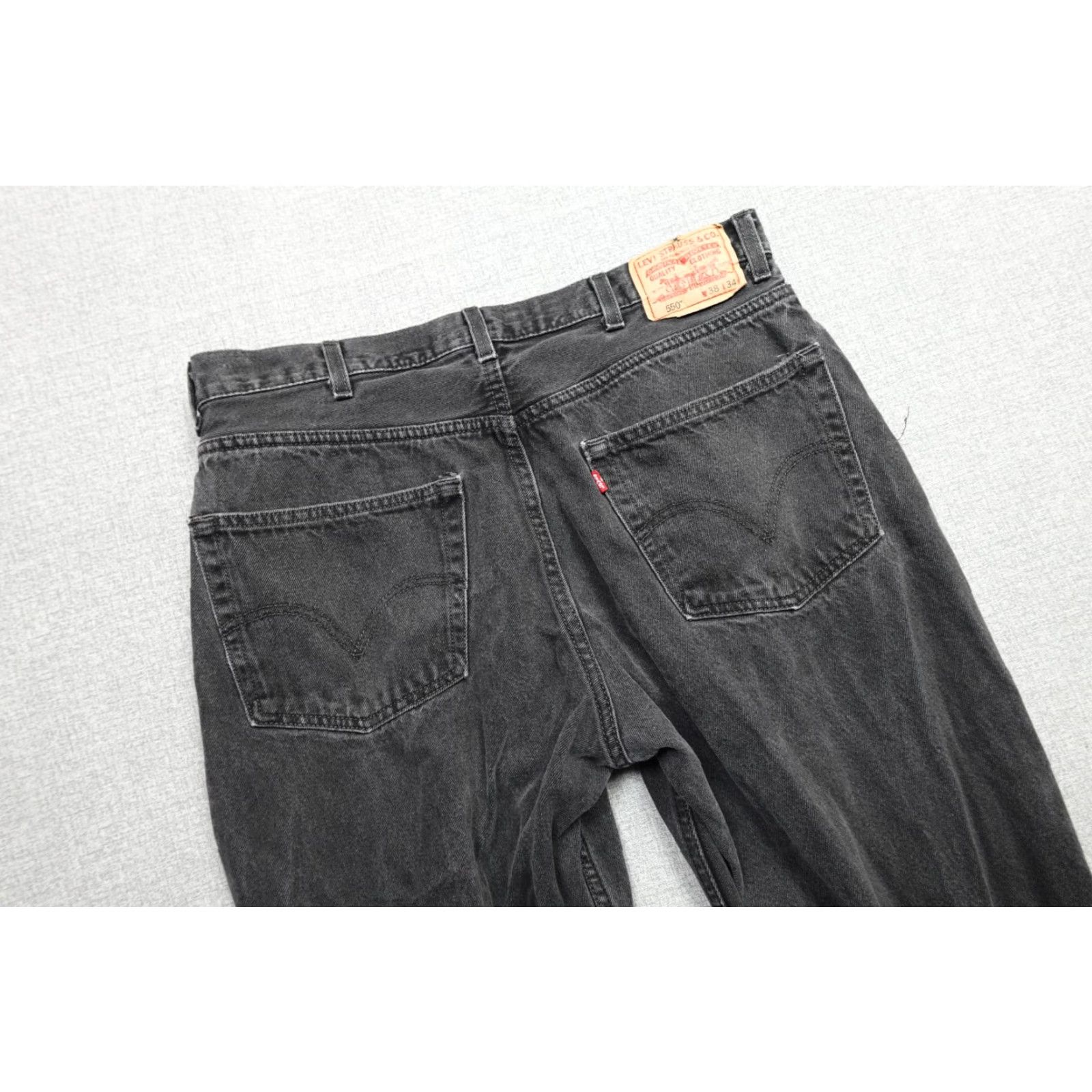 Levi's Levi's 550 Relaxed Fit Jeans Mens 38x34 Charcoal Gray Wash Denim Western Wide Leg Tapered Pocket Zipper Casual Pants 5-Pocket Design Size US 38 / EU 54 - 2 Thumbnail