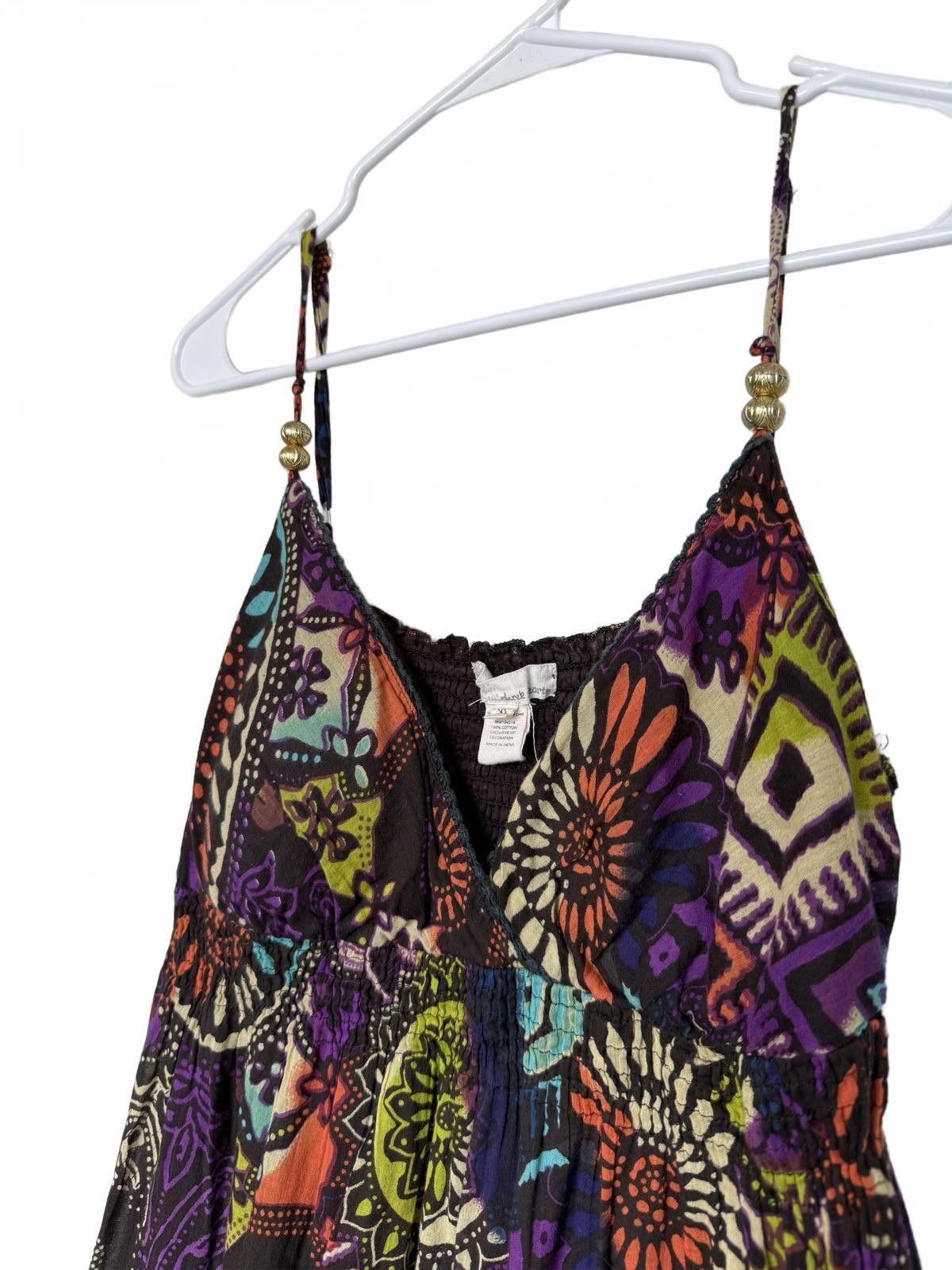 Designer Colorful Bohemian Dress Beaded Spaghetti Strap Size XL / US 12-14 / IT 48-50 - 1 Thumbnail