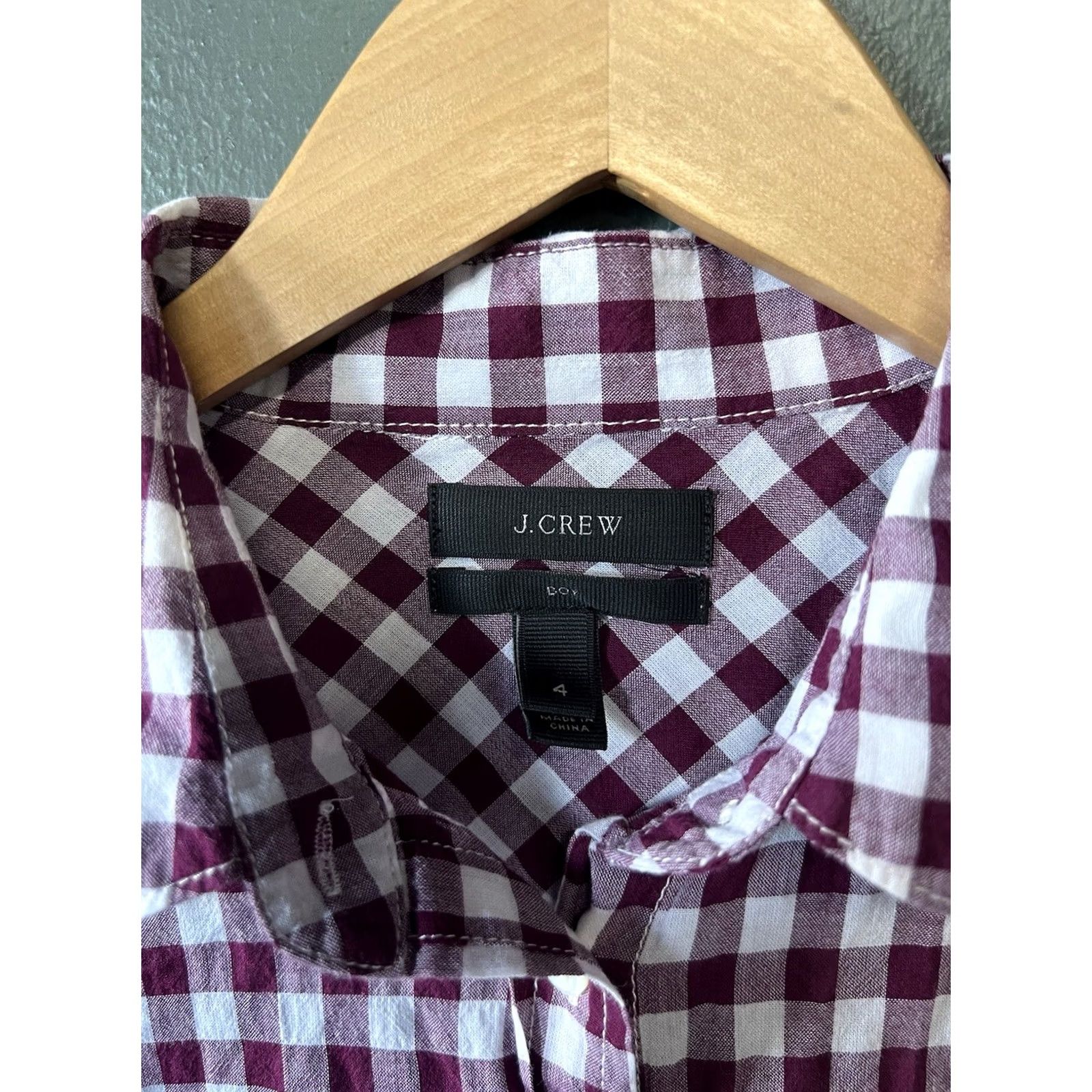 J.Crew J.CREW Womens Red Checkered Long Sleeve Button-Up Boy Fit Size 4 Shirt Size S / US 4 / IT 40 - 3 Thumbnail