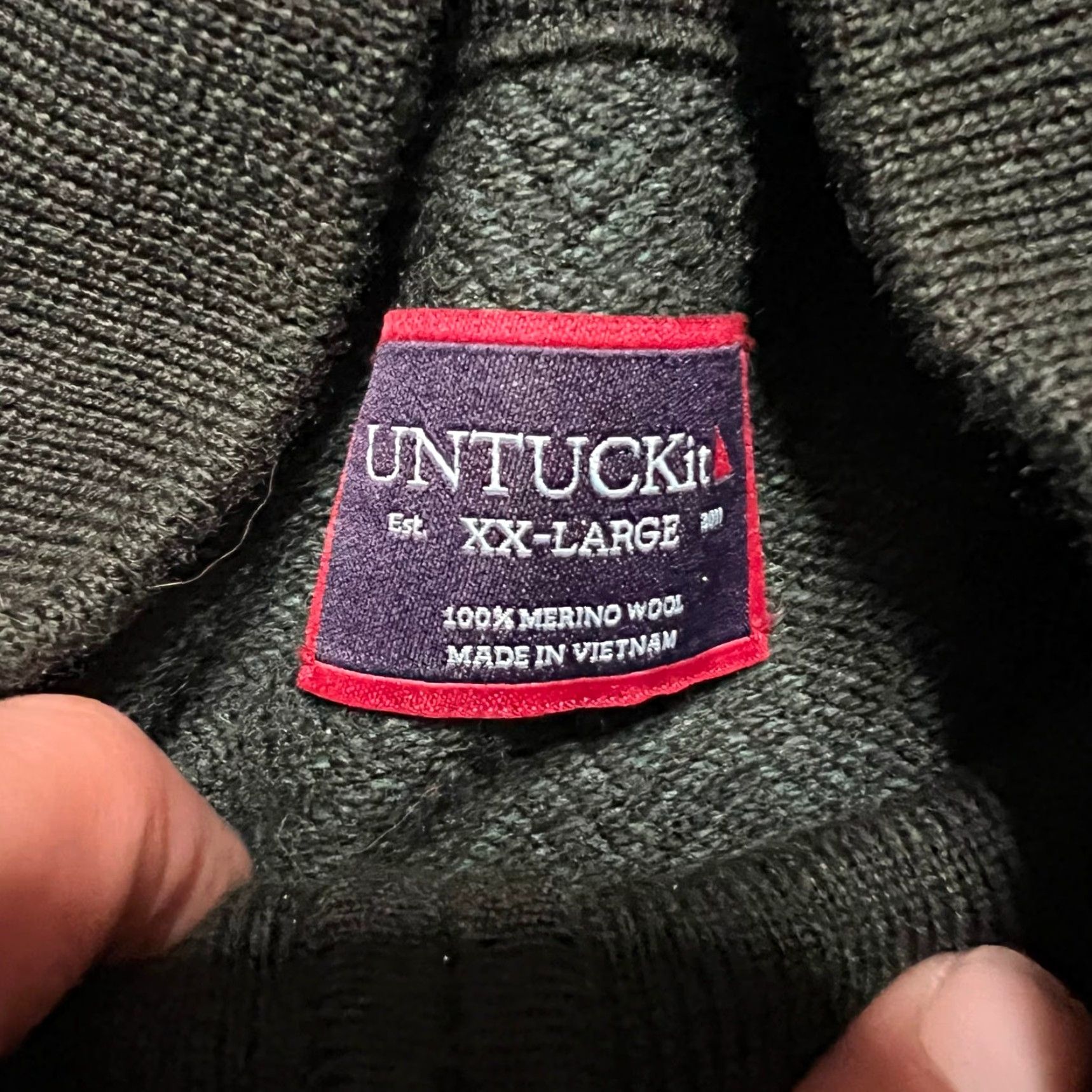 UNTUCKit UNTUCKit Sweater Mens 2XL Herringbone Green 1/4 Zip 100% Merino Wool Size US XXL / EU 58 / 5 - 6 Thumbnail