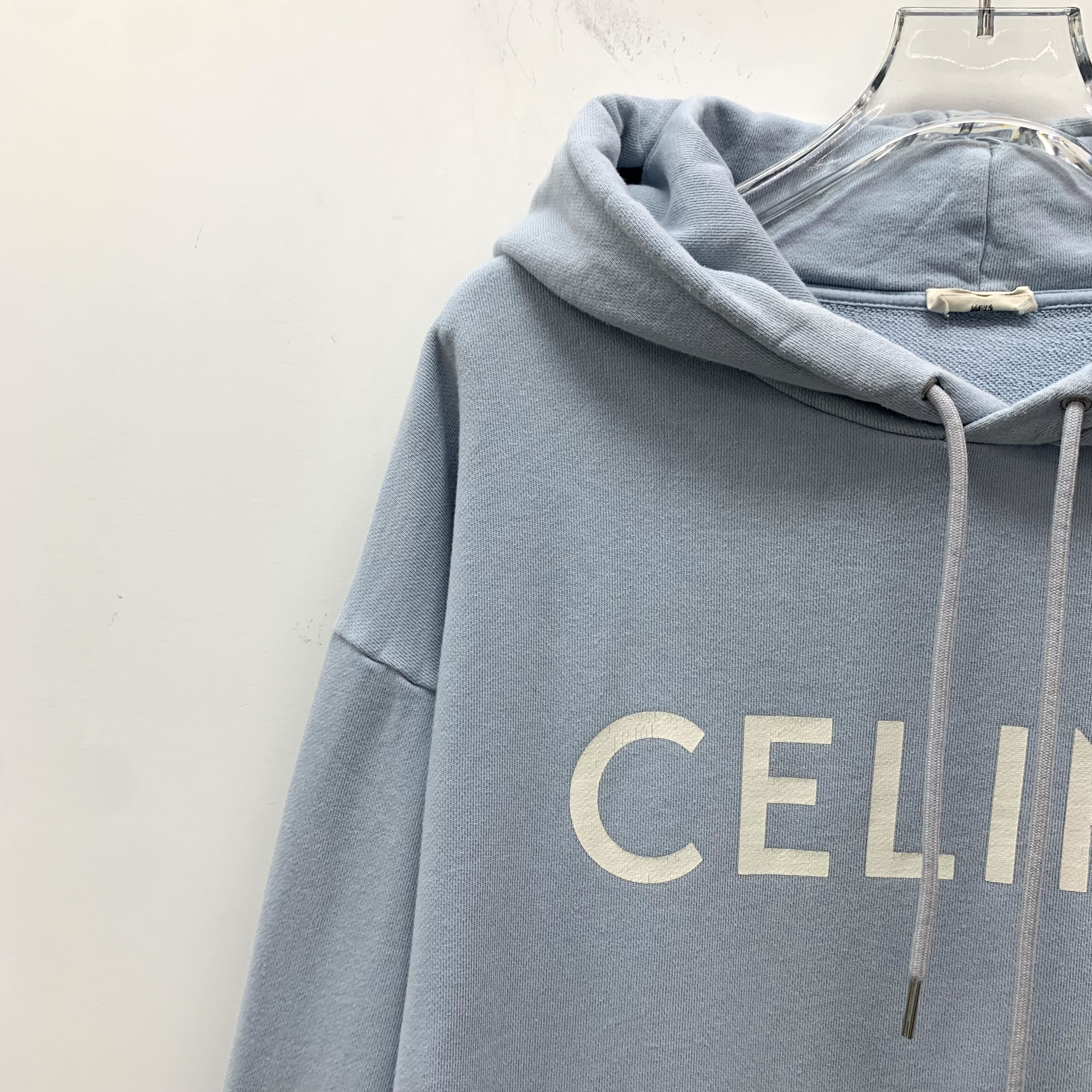 Celine Celine Logo Hoodie Light Blue (L) Size L / US 10 / IT 46 - 9 Thumbnail